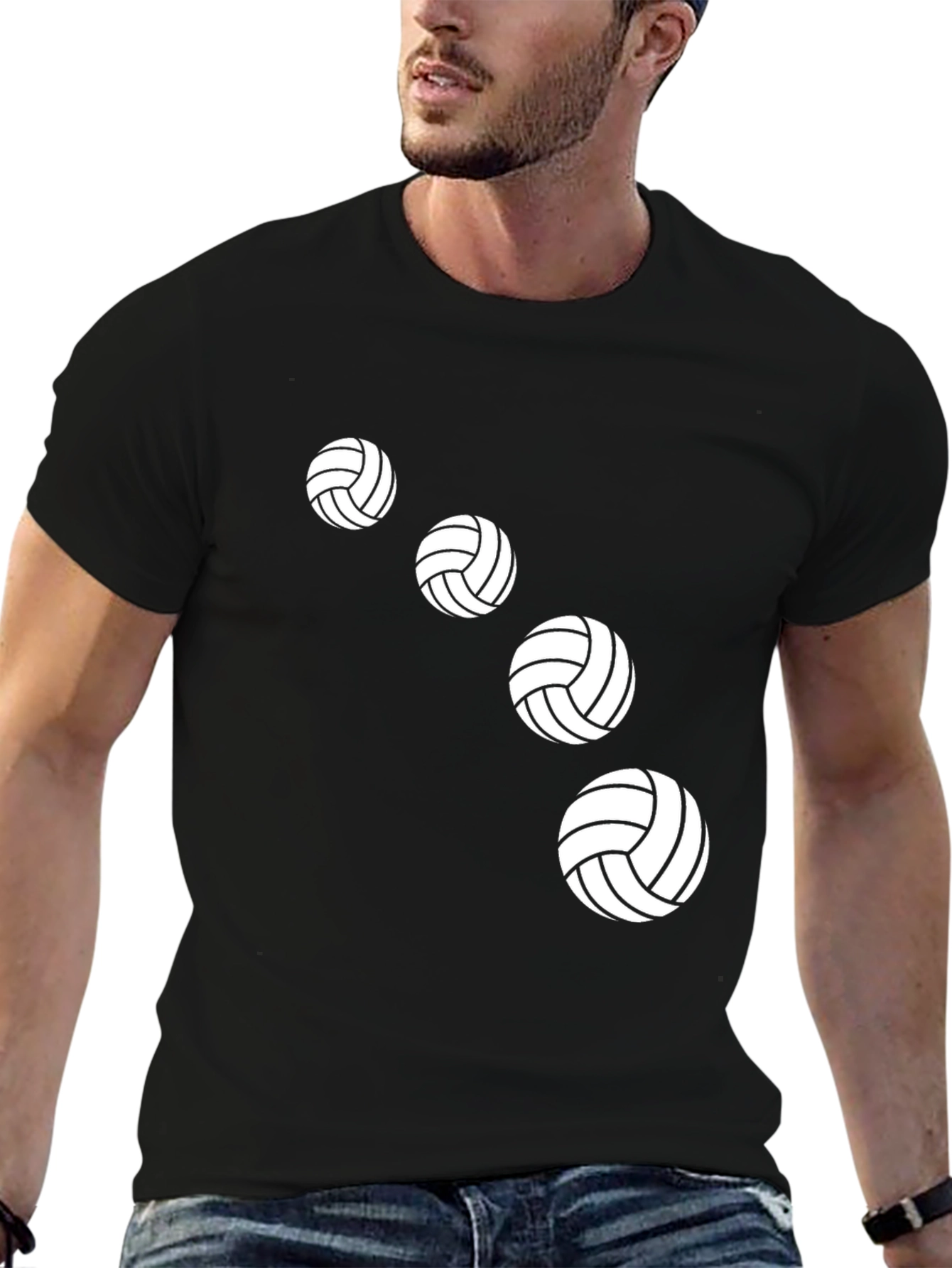 Volleyball Graphic Tee - Black Cotton Shirt