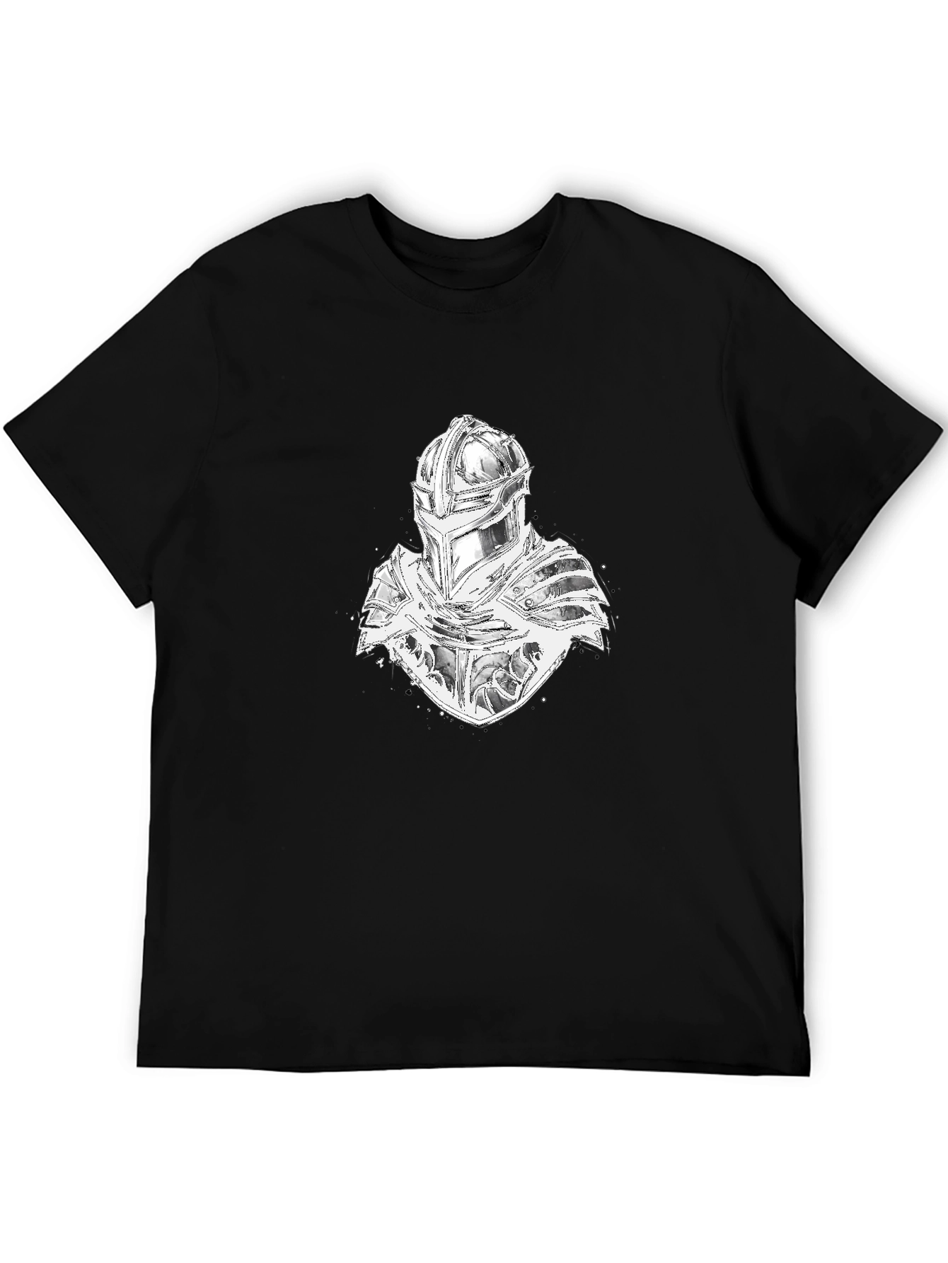 Knight Armor Graphic Print Black T-Shirt