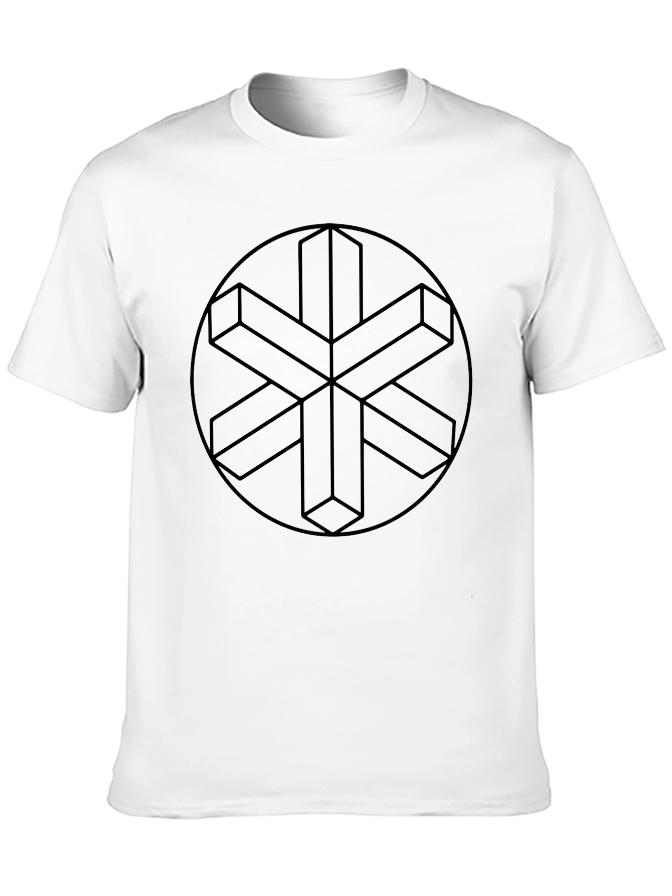 Optical Illusion Geometric Print Black T-Shirt