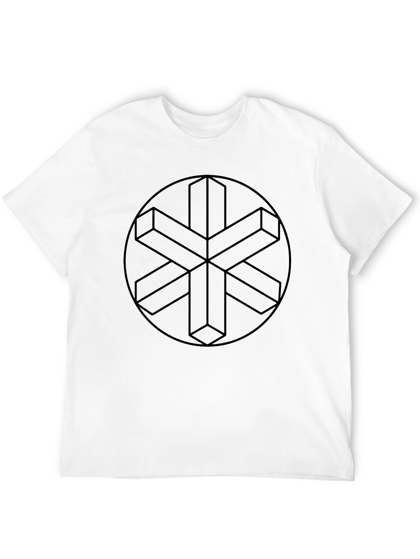 Optical Illusion Geometric Print Black T-Shirt