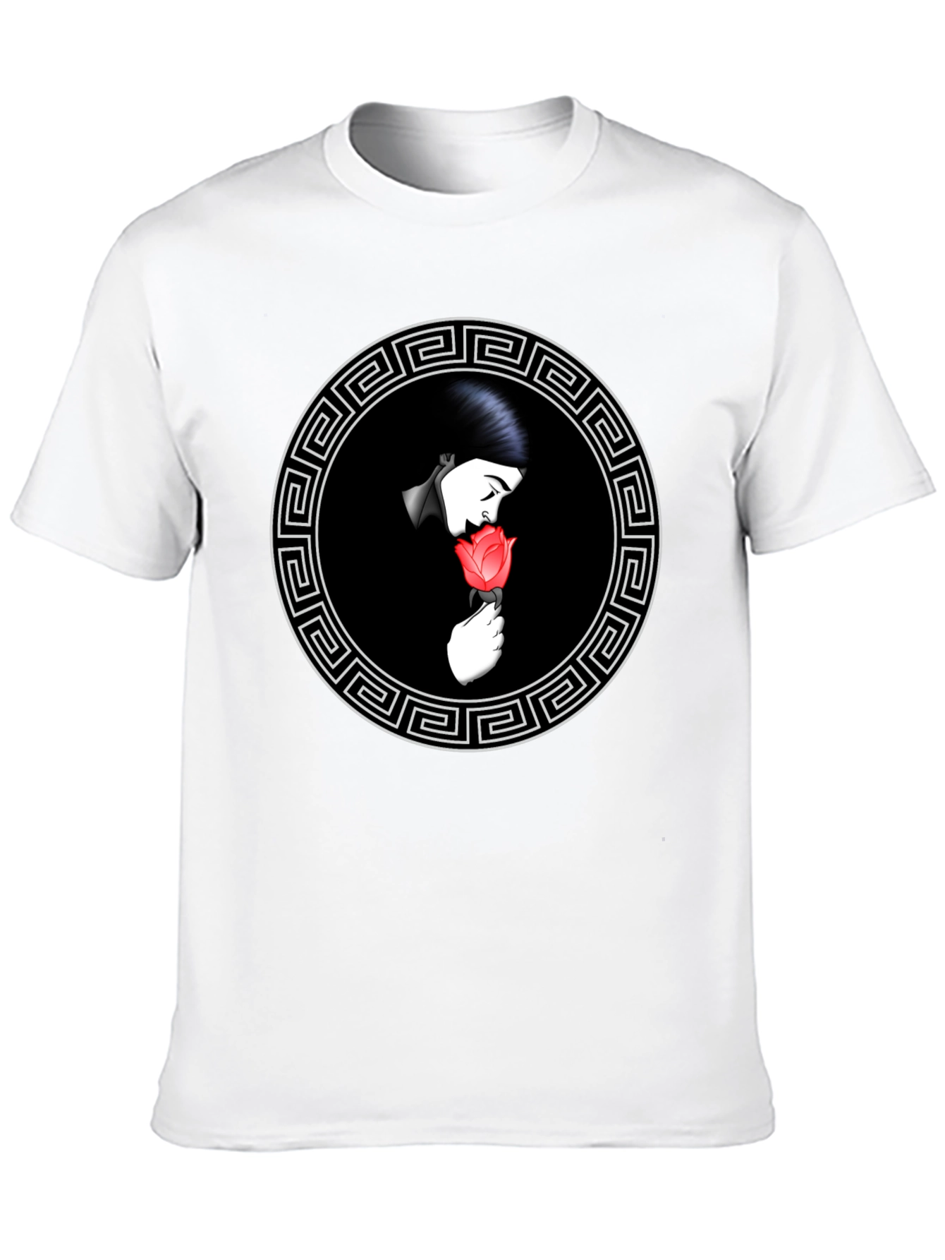 Rose Circle Graphic Tee - Stylish Black T-Shirt