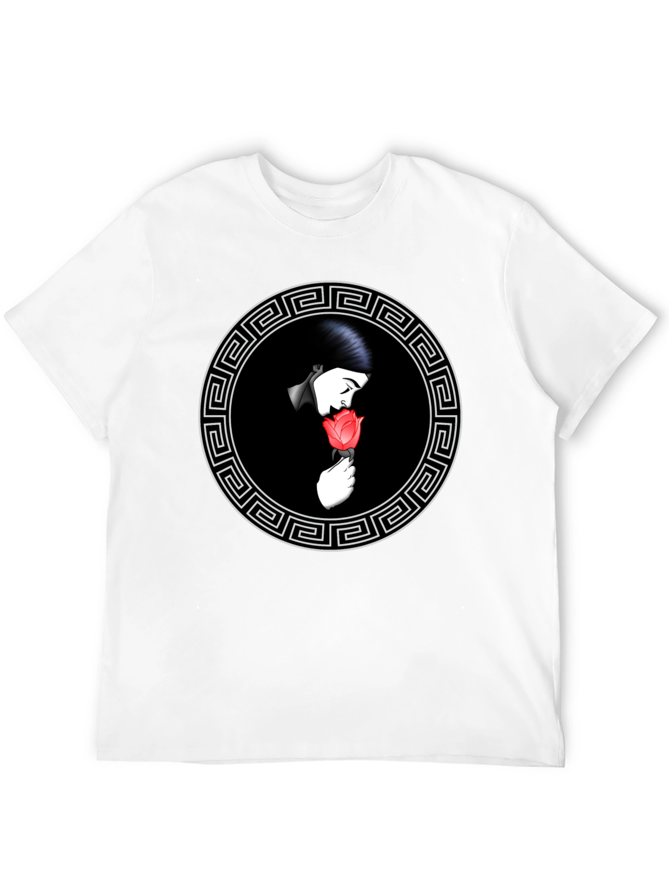 Rose Circle Graphic Tee - Stylish Black T-Shirt