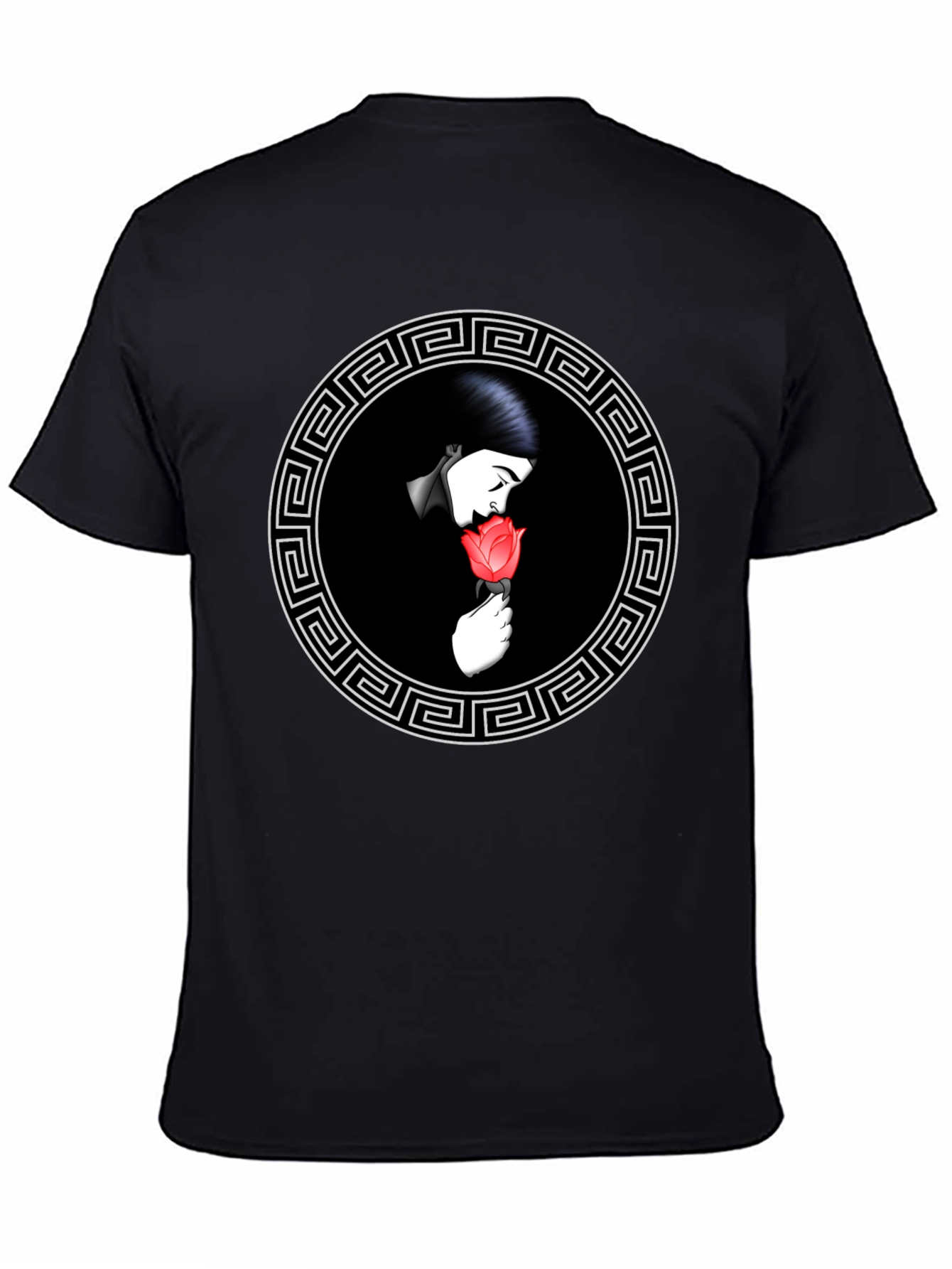 Rose Circle Graphic Tee - Stylish Black T-Shirt