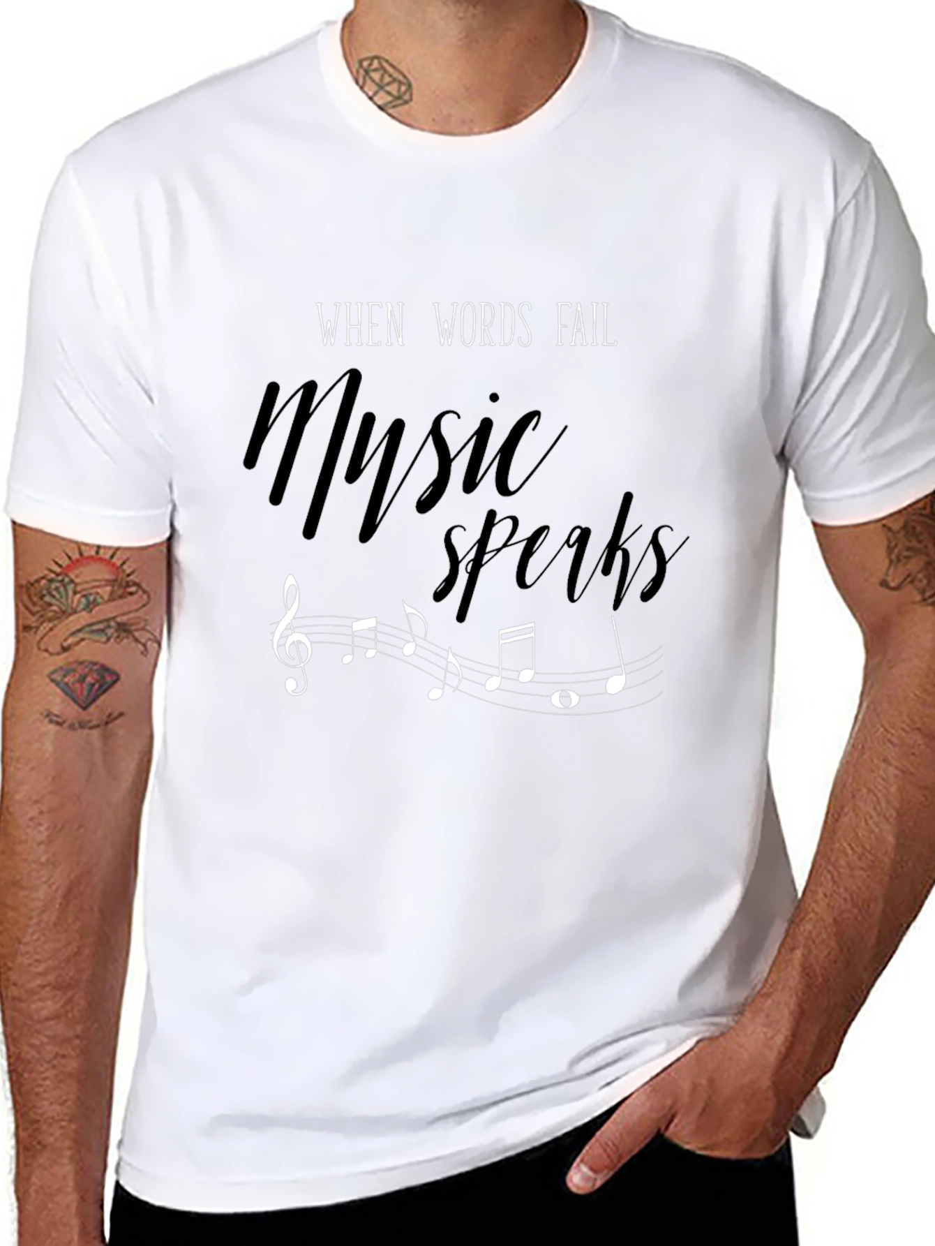 Music Speaks Mens Graphic Tee - Black