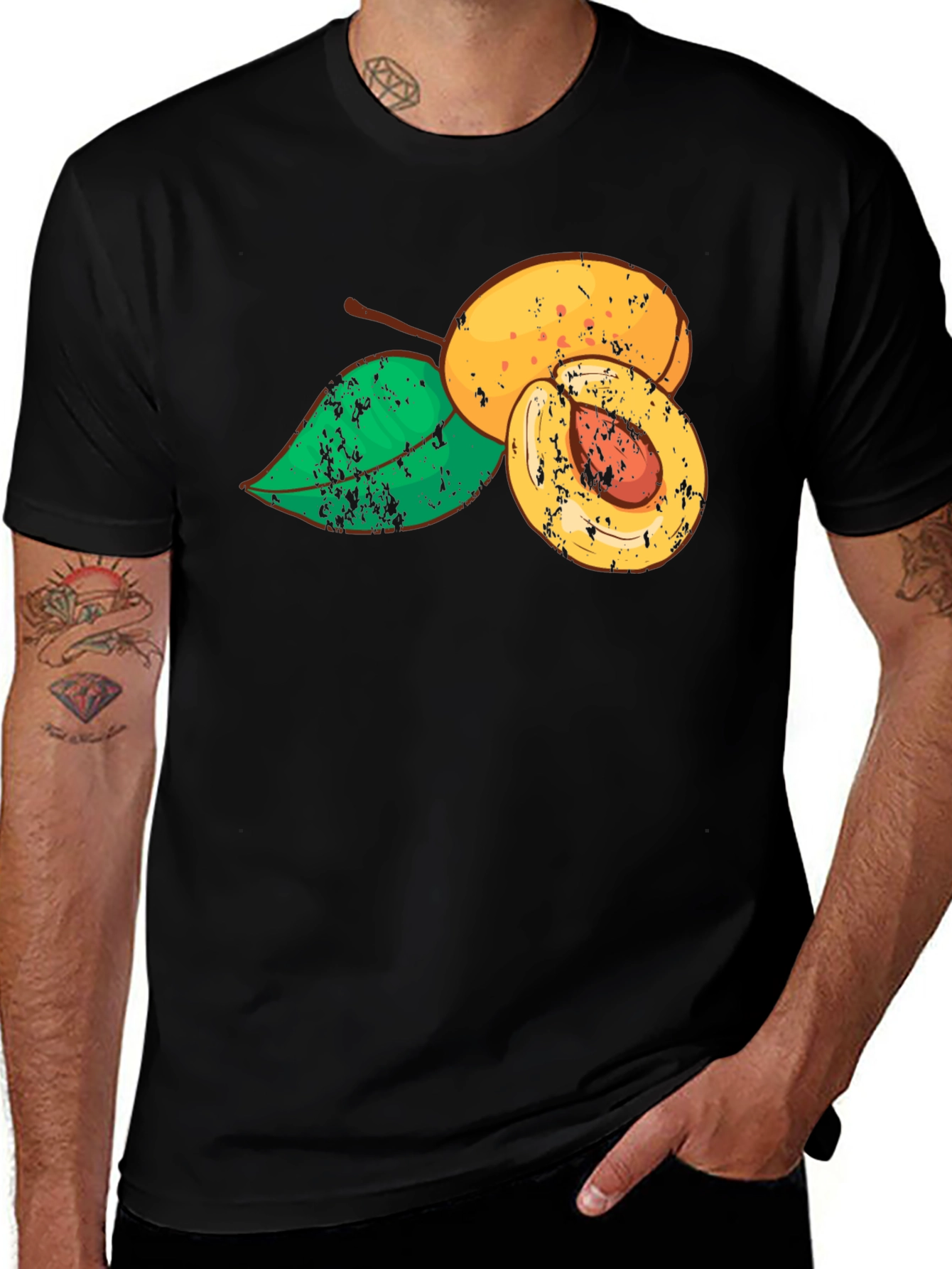 Apricot Graphic Black T-Shirt