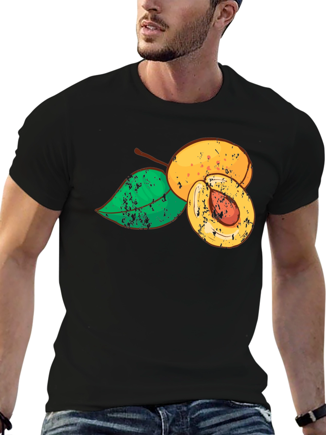 Apricot Graphic Black T-Shirt