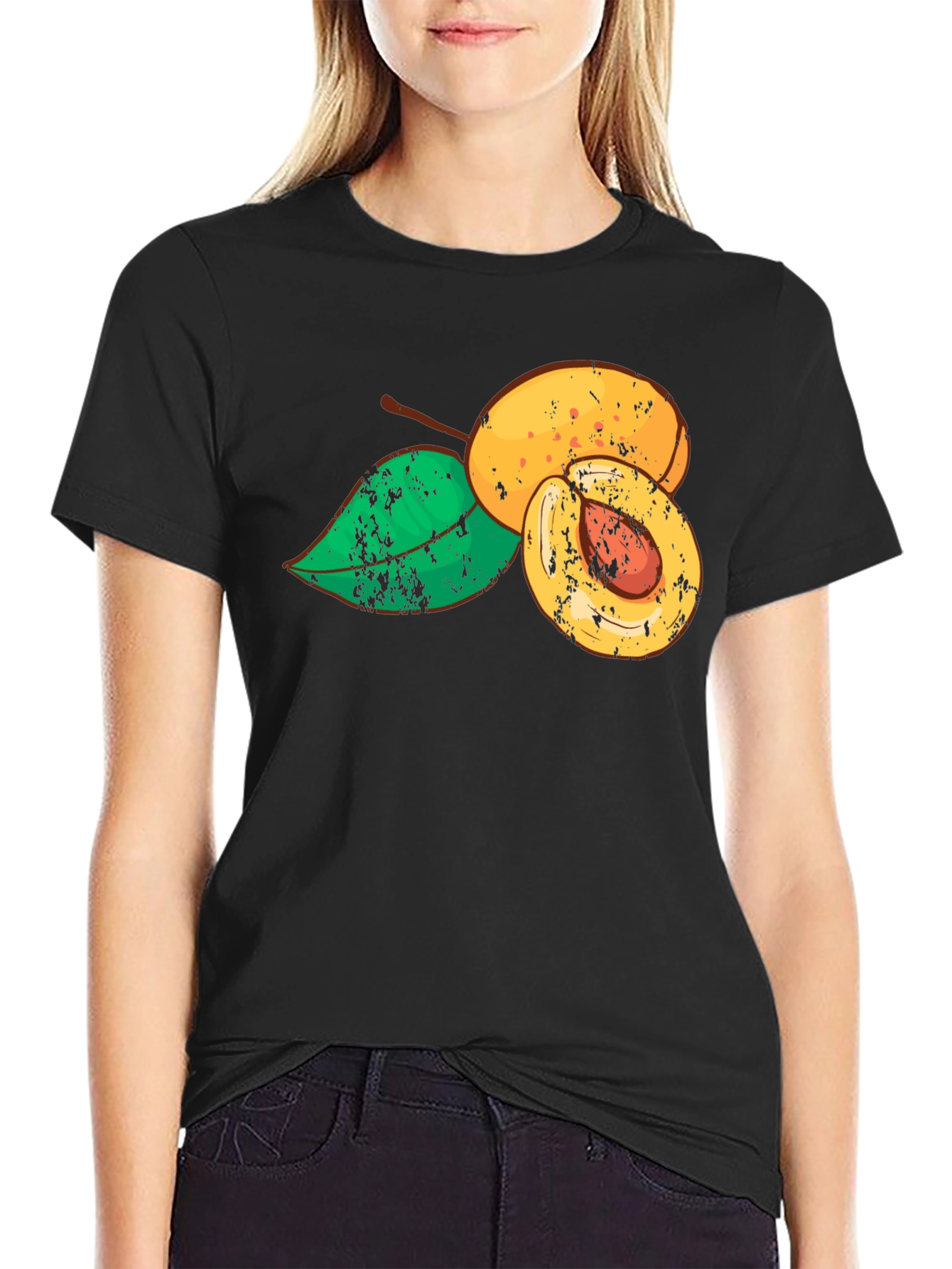 Apricot Graphic Black T-Shirt