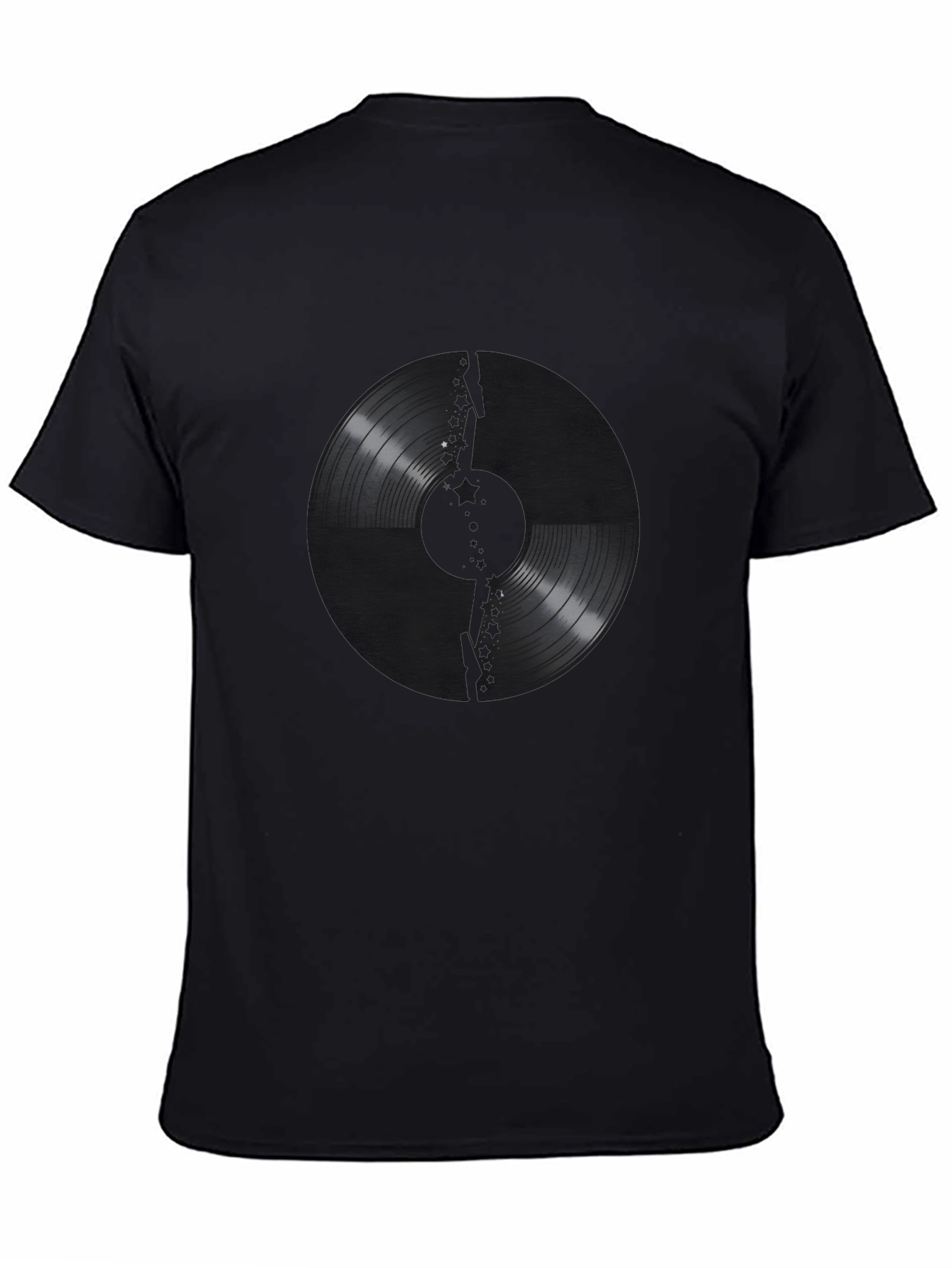 Vinyl Record Graphic Print Black T-Shirt