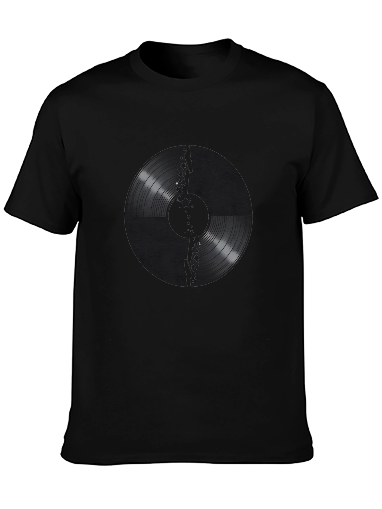Vinyl Record Graphic Print Black T-Shirt