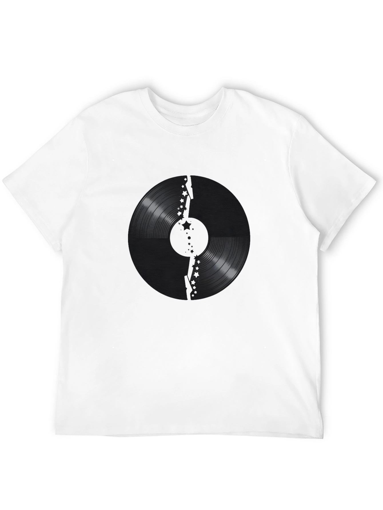 Vinyl Record Graphic Print Black T-Shirt