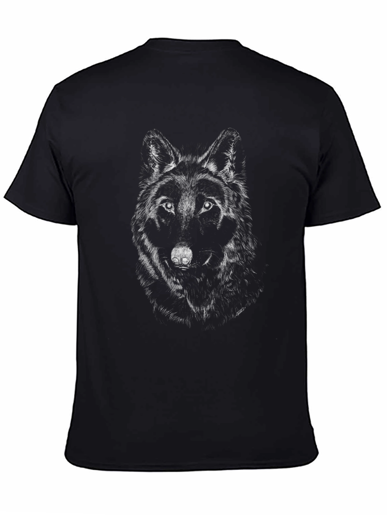 Black Wolf Graphic Print T-Shirt - Mens
