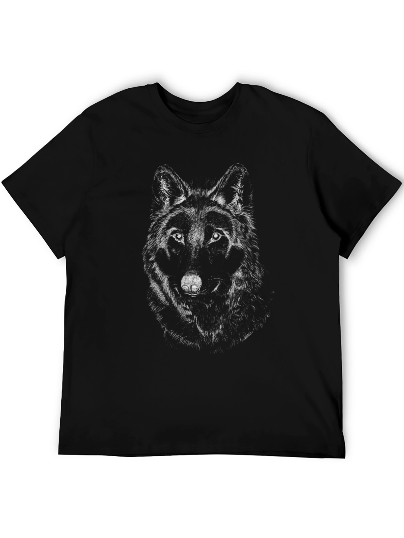 Black Wolf Graphic Print T-Shirt - Mens