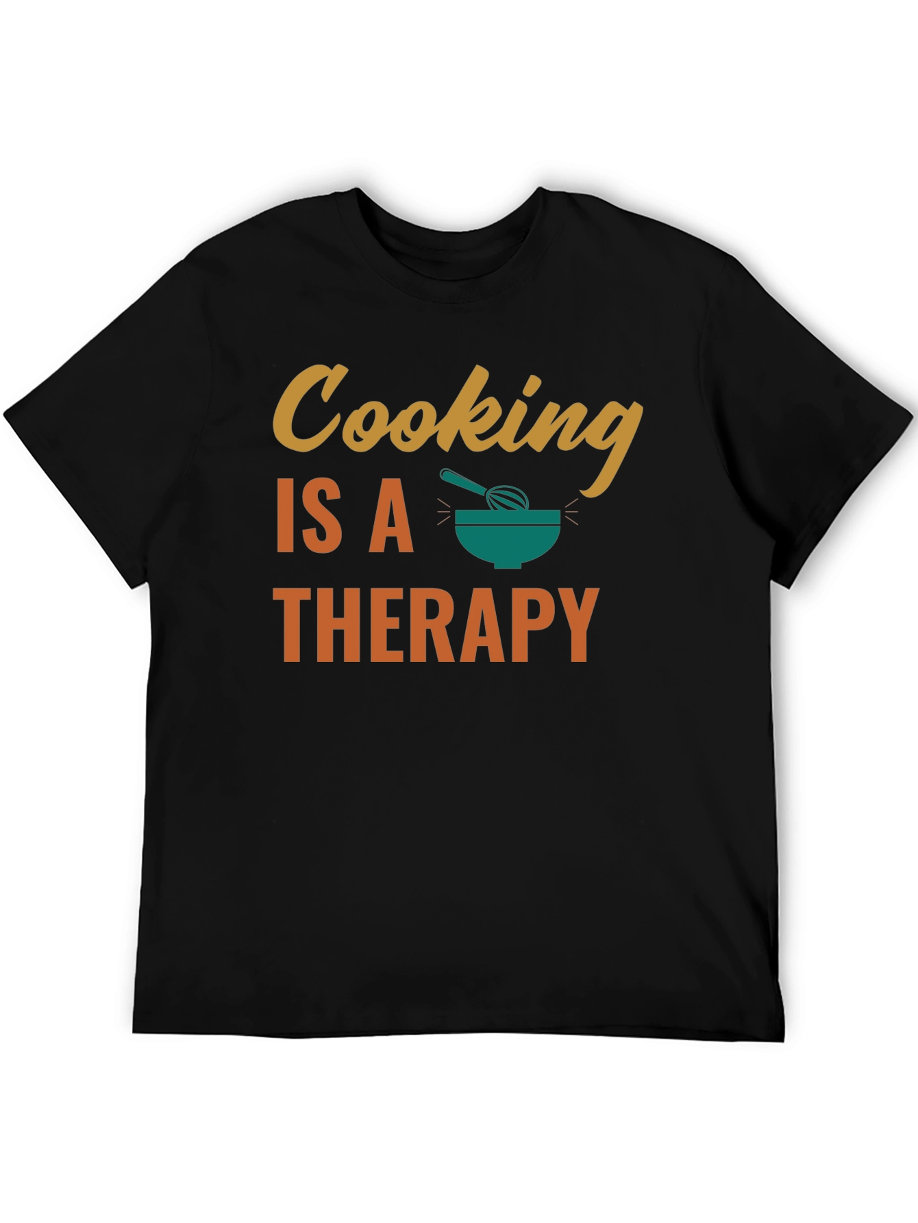 Cooking is Therapy T-Shirt - Black Cotton Tee