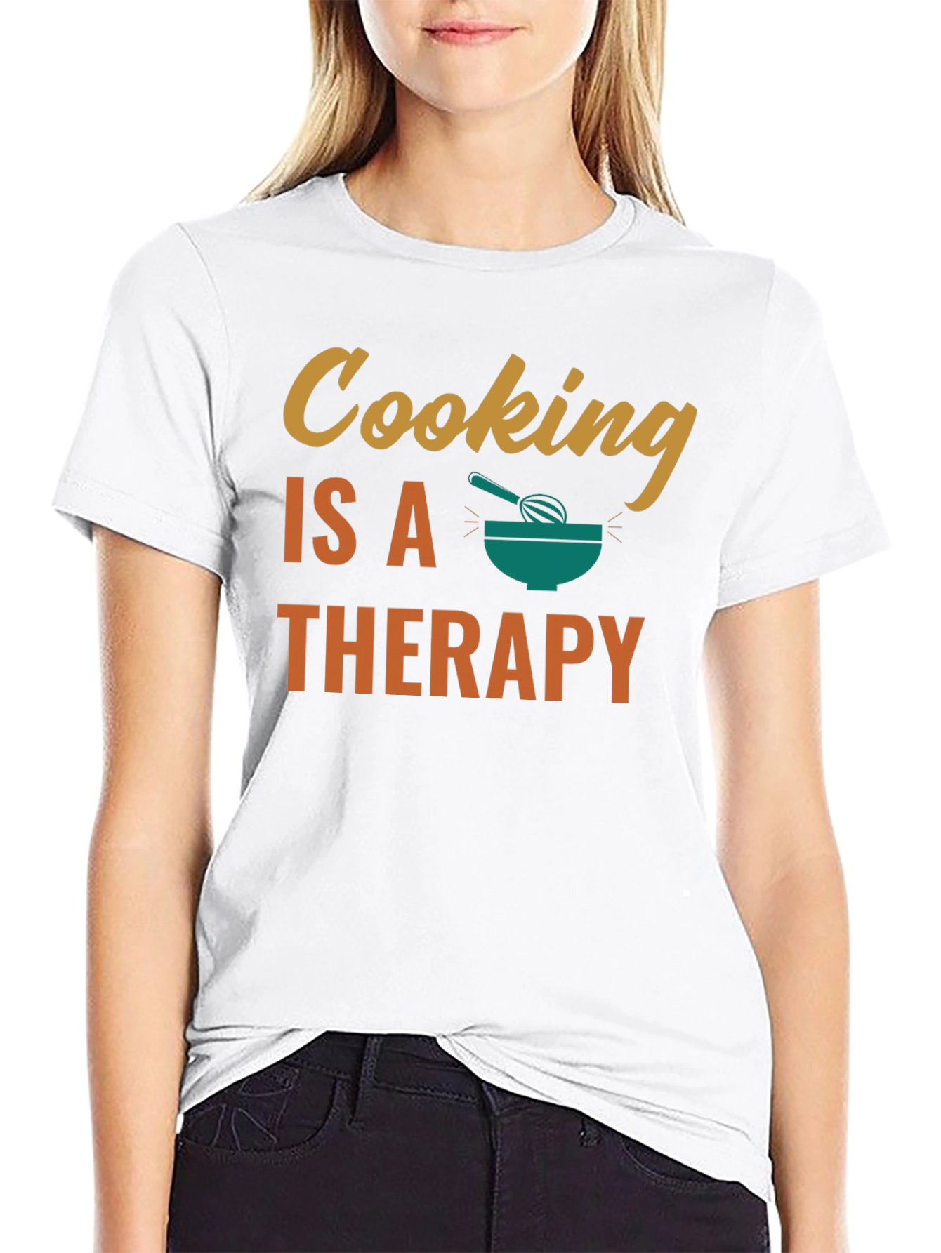 Cooking is Therapy T-Shirt - Black Cotton Tee