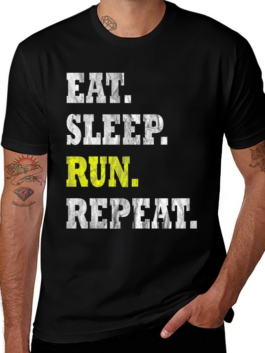 Eat Sleep Run Repeat T-Shirt - Running Motivation Tee
