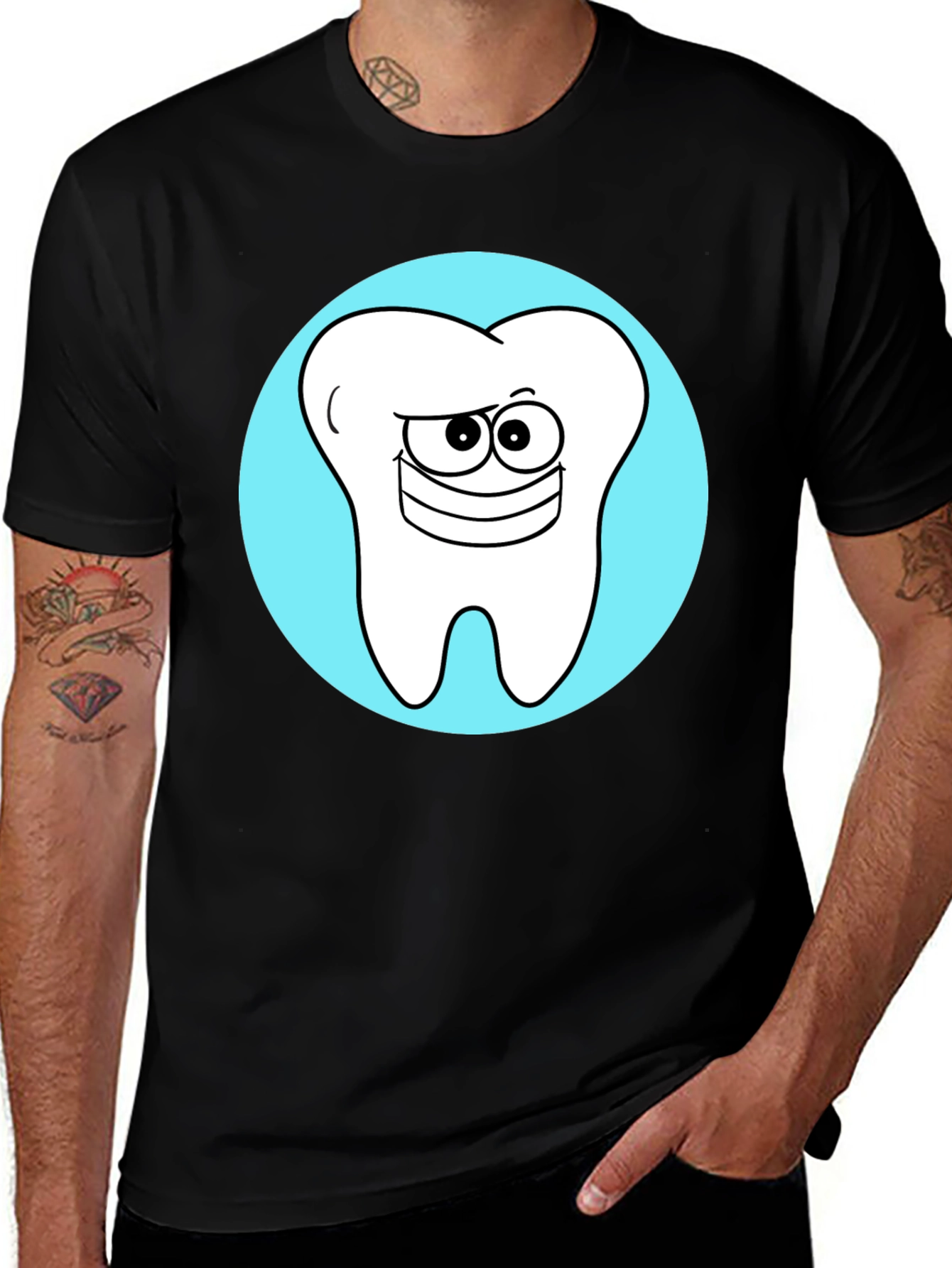 Smiling Tooth Graphic T-Shirt - Black Cotton Tee