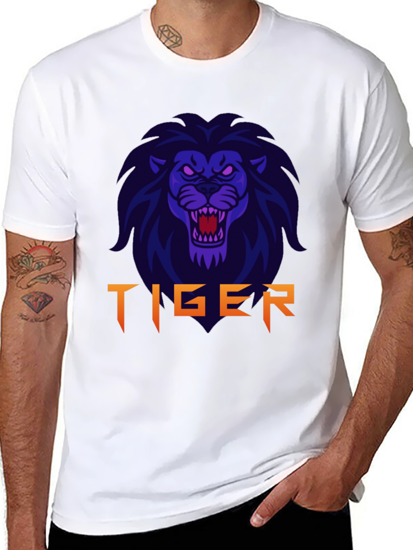 Mens Black Lion Graphic T-Shirt