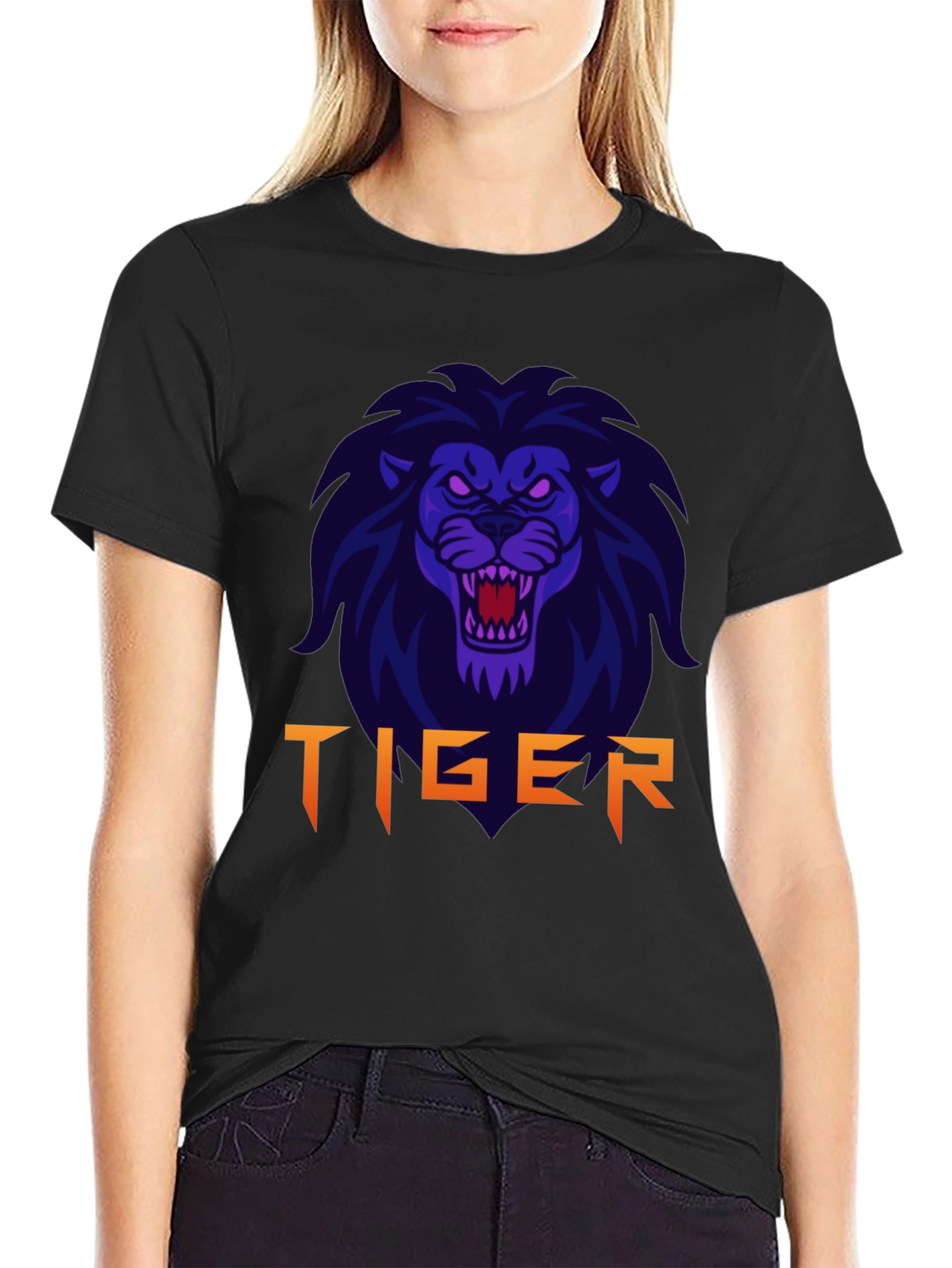 Mens Black Lion Graphic T-Shirt