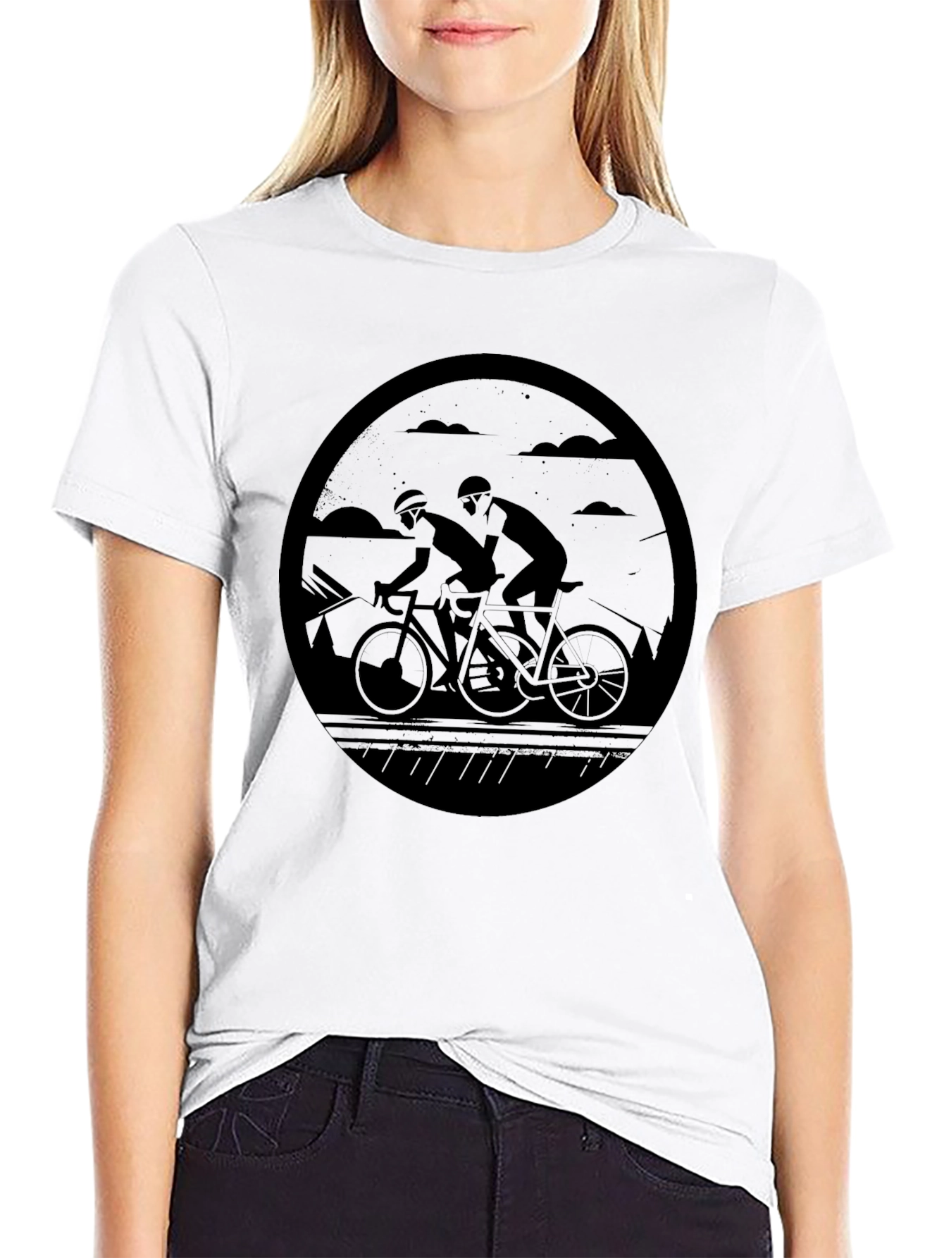 Cycling Duo Graphic T-Shirt - Black