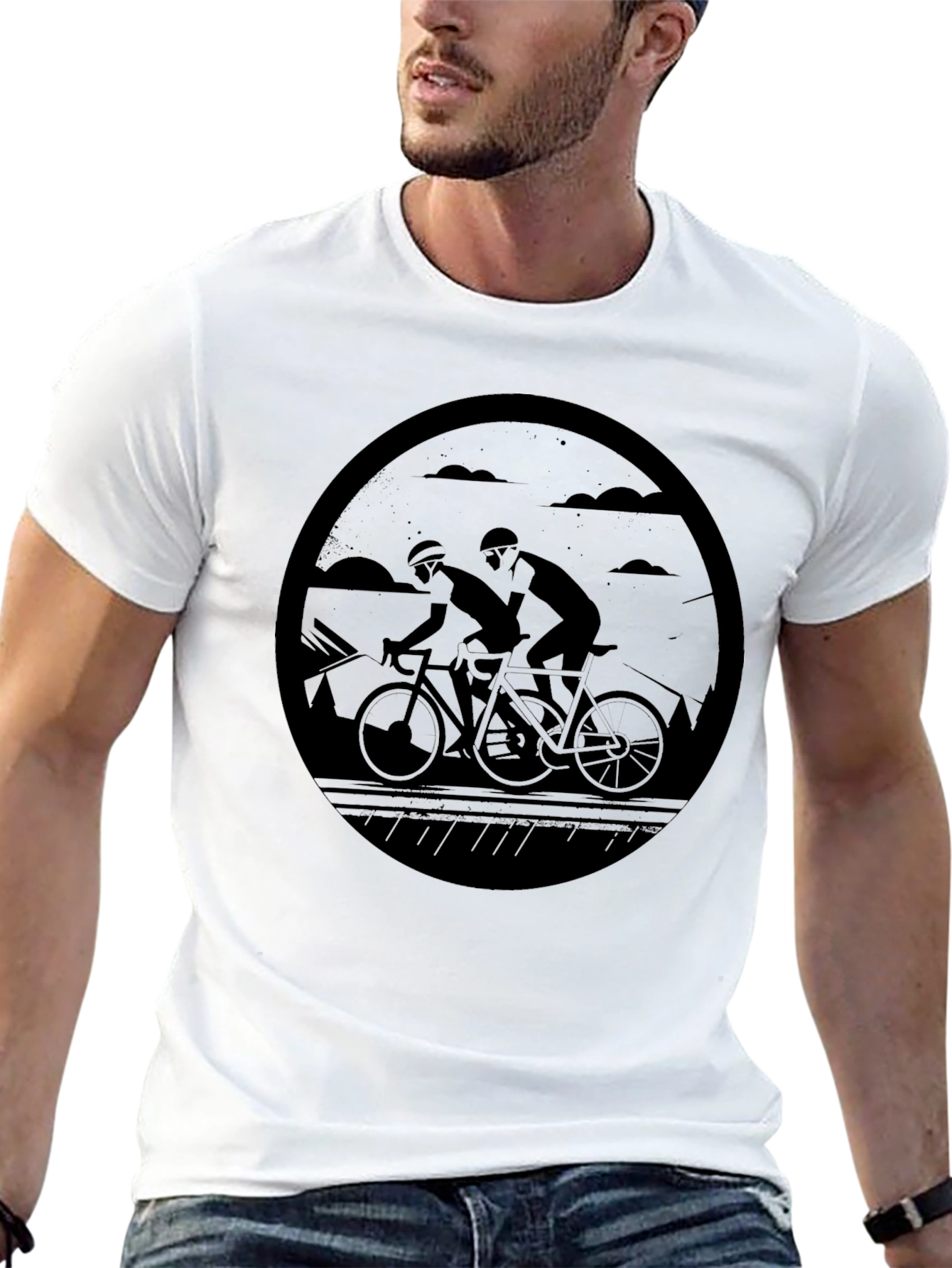 Cycling Duo Graphic T-Shirt - Black