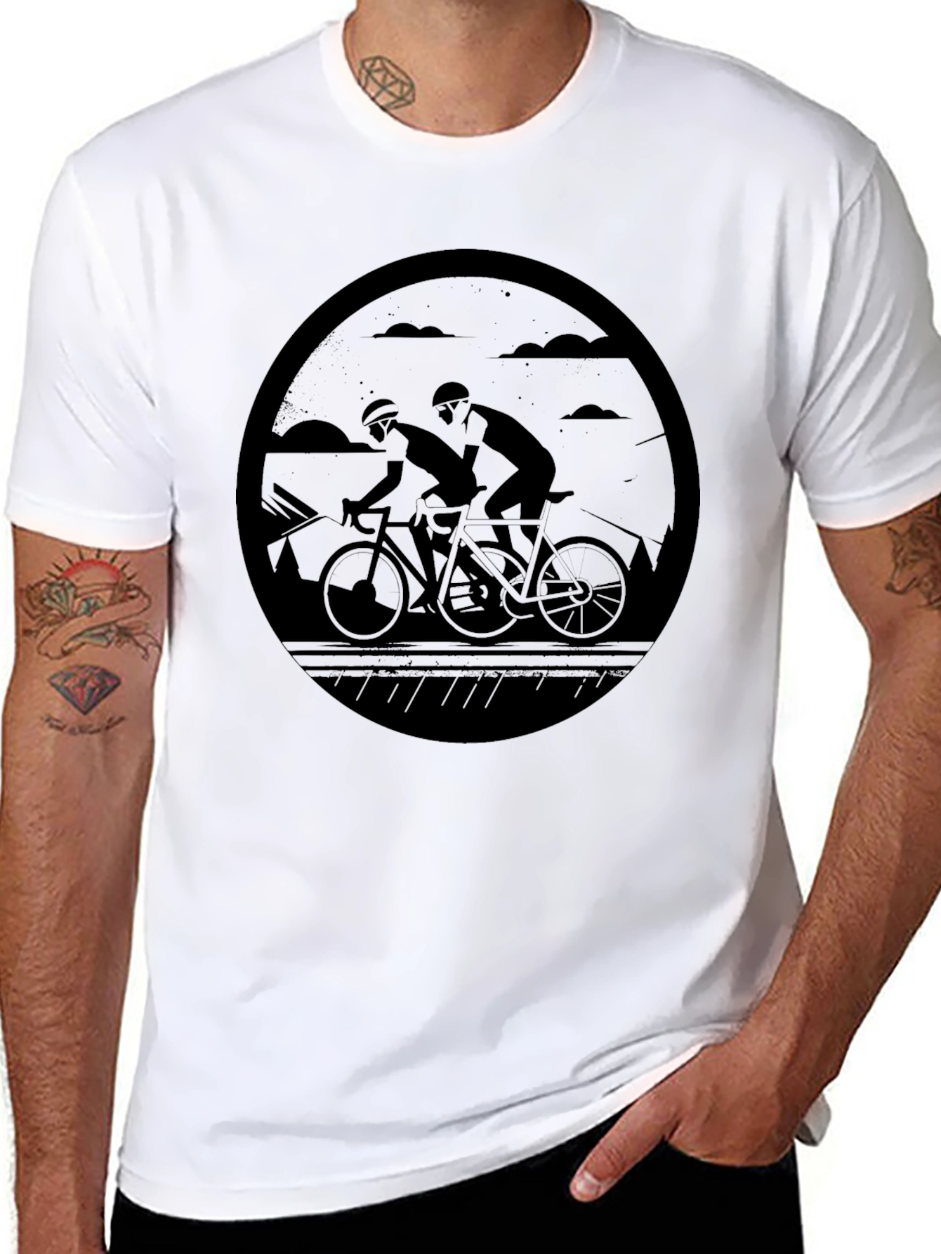 Cycling Duo Graphic T-Shirt - Black