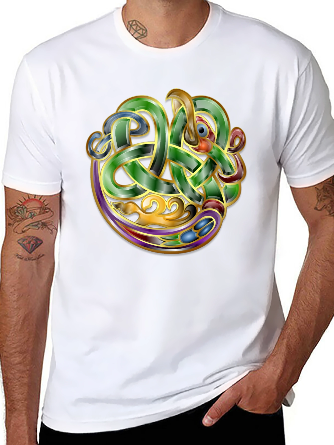Celtic Knot Dragon Graphic T-Shirt - Unique Design