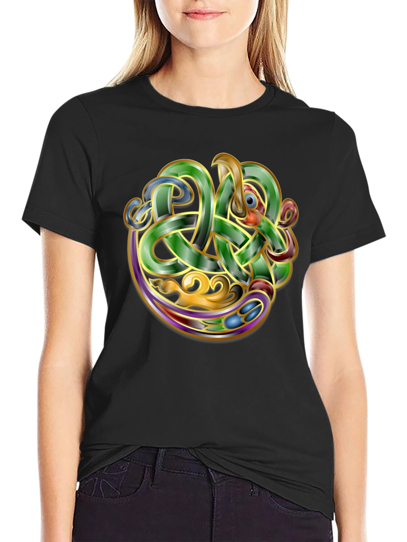 Celtic Knot Dragon Graphic T-Shirt - Unique Design