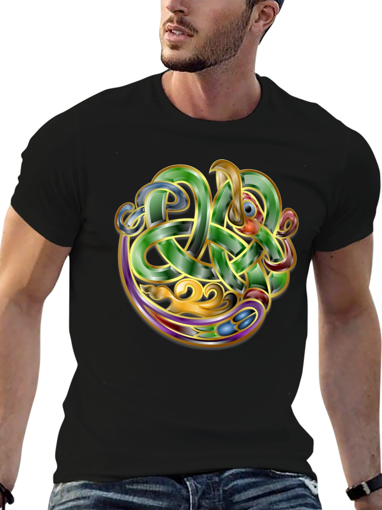 Celtic Knot Dragon Graphic T-Shirt - Unique Design