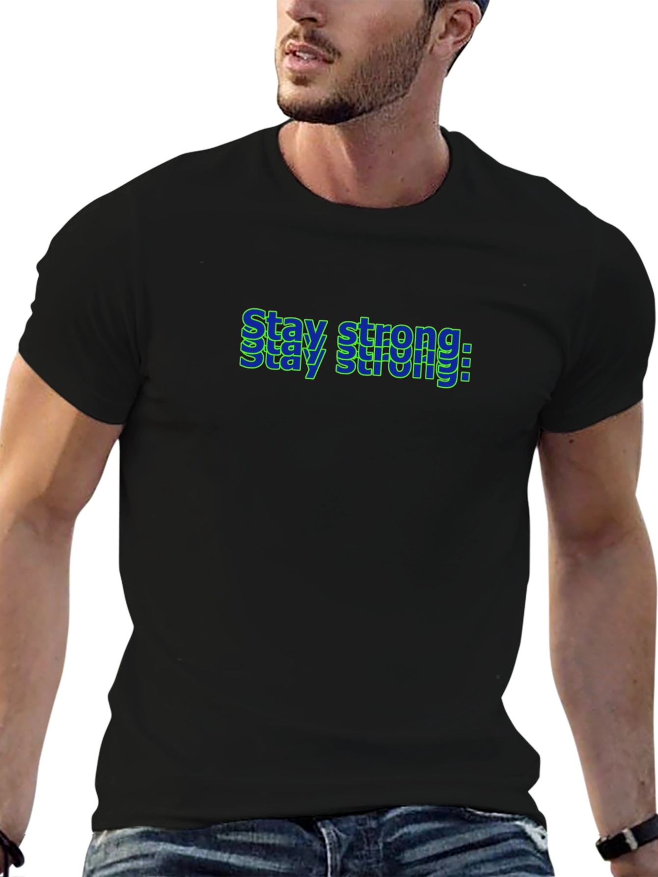 Stay Strong Graphic Black T-Shirt