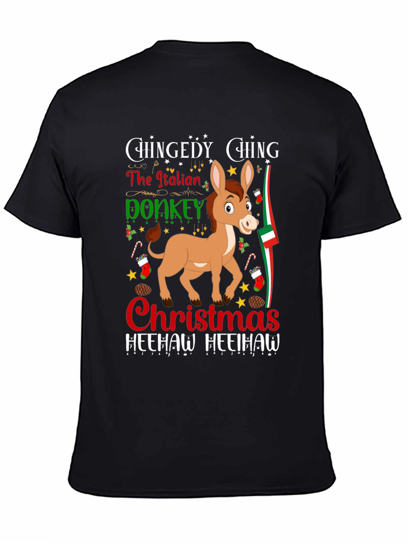 Italian Donkey Christmas T-Shirt: Heehaw Holiday Cheer