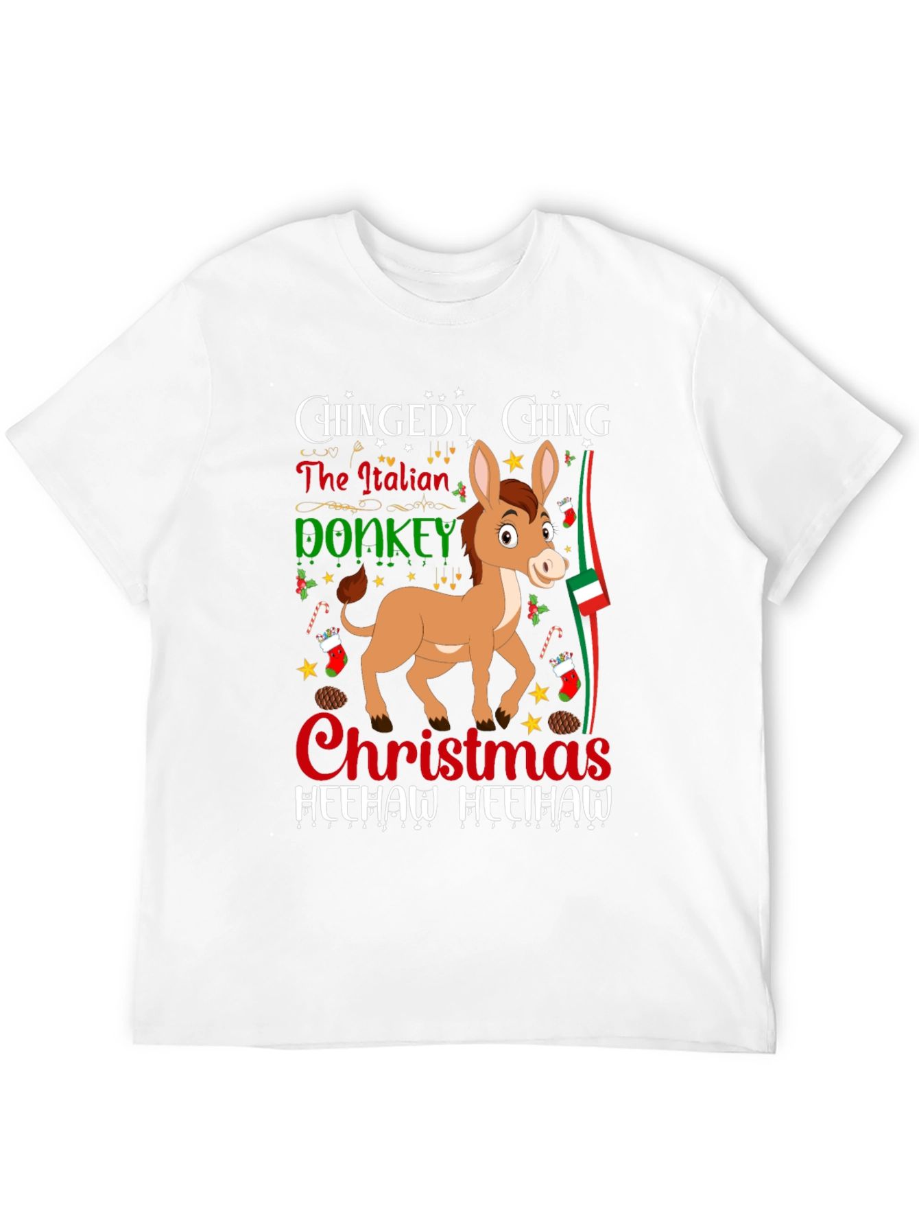 Italian Donkey Christmas T-Shirt: Heehaw Holiday Cheer