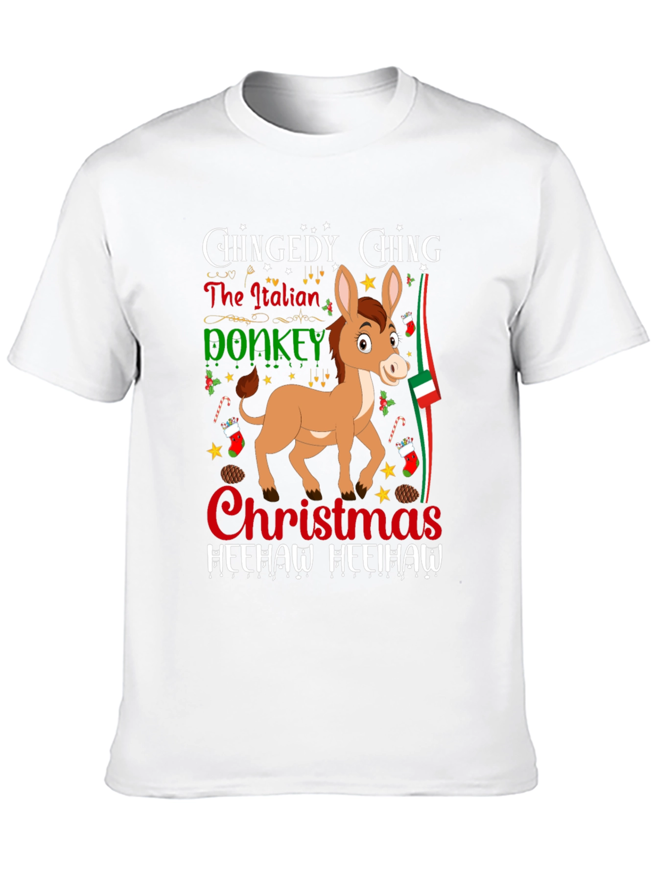 Italian Donkey Christmas T-Shirt: Heehaw Holiday Cheer