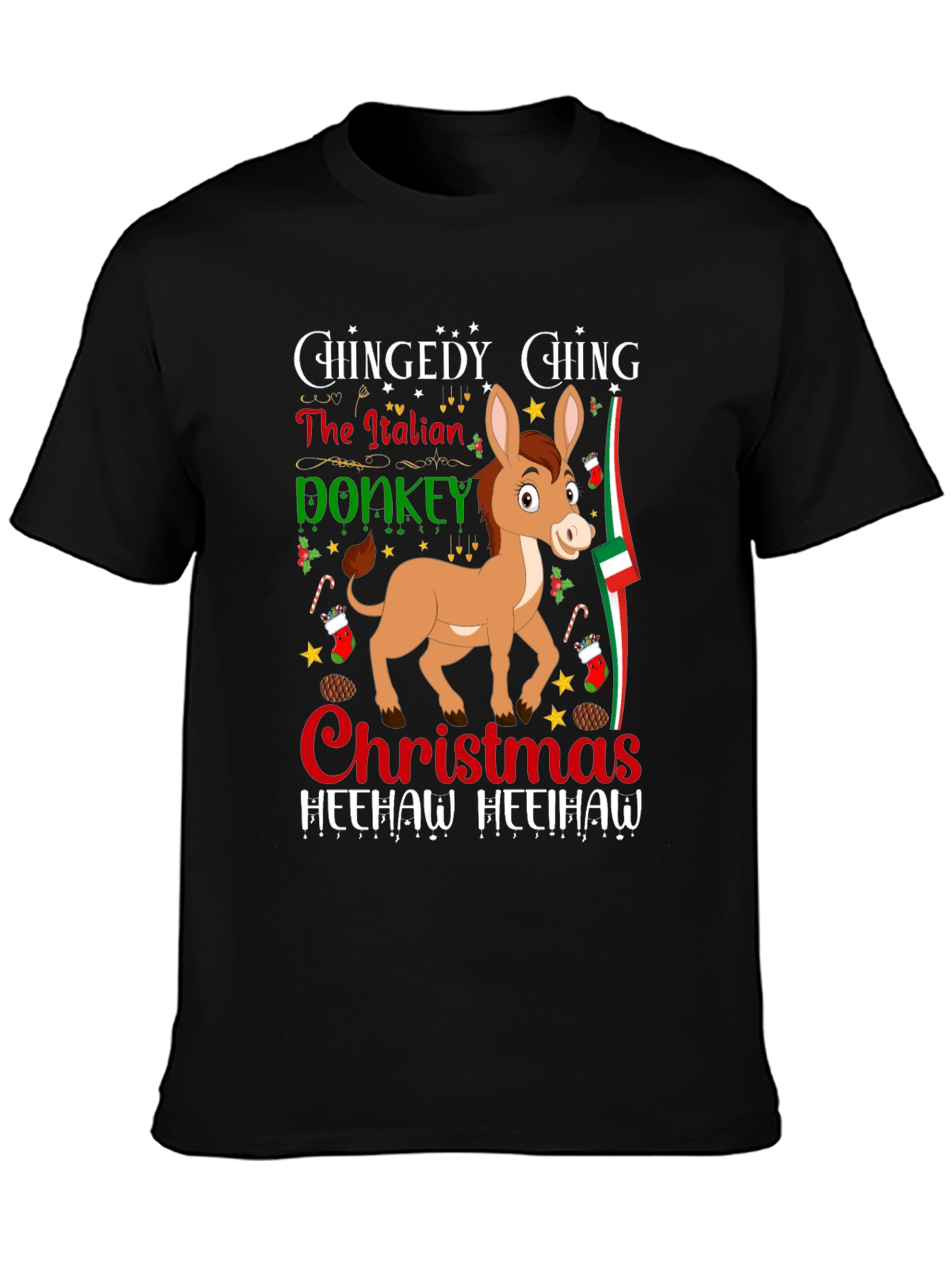 Italian Donkey Christmas T-Shirt: Heehaw Holiday Cheer