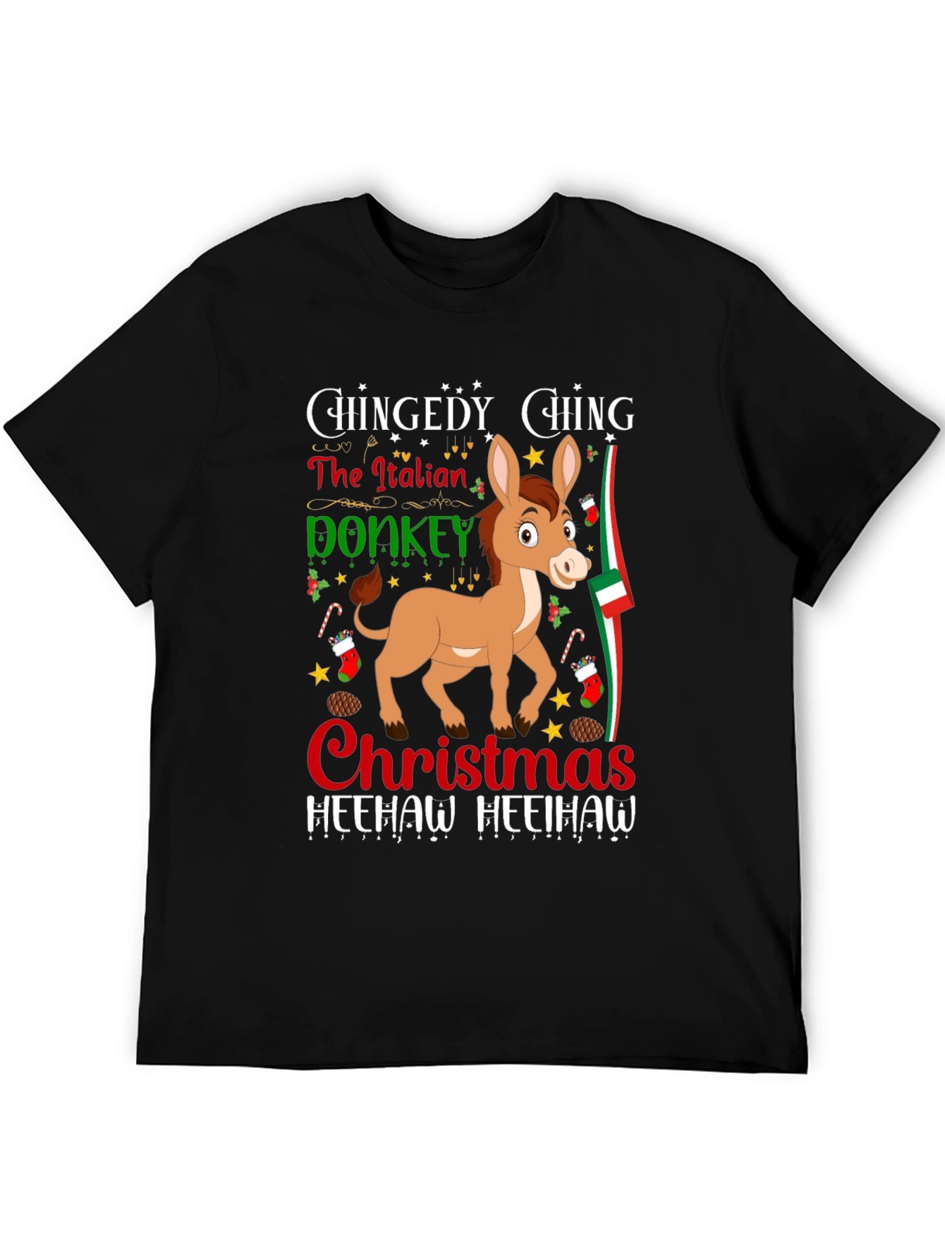 Italian Donkey Christmas T-Shirt: Heehaw Holiday Cheer