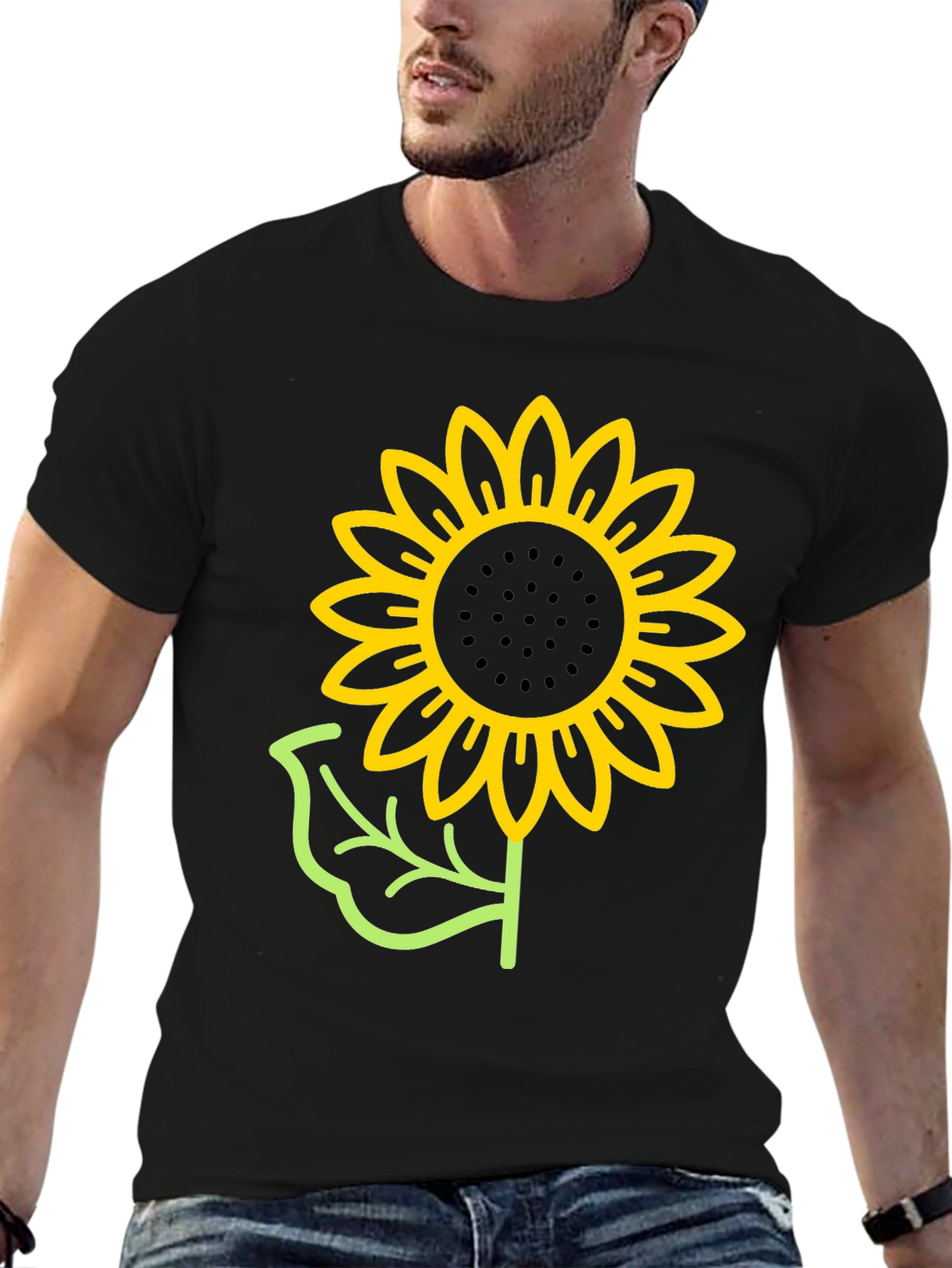 Sunflower Graphic T-Shirt - Black Cotton Tee
