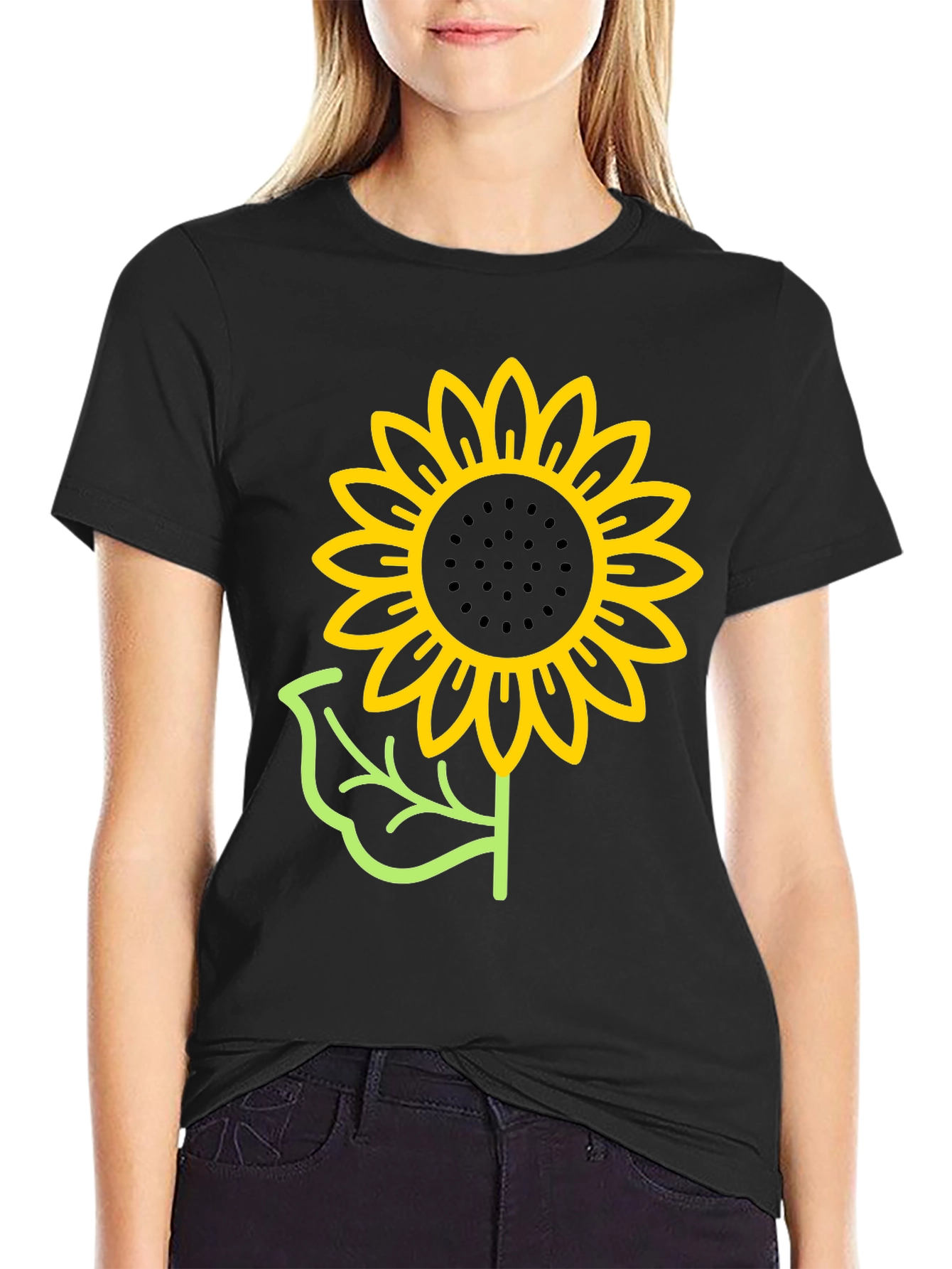 Sunflower Graphic T-Shirt - Black Cotton Tee