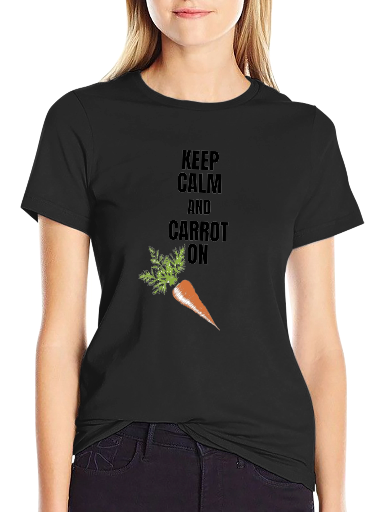 Keep Calm & Carrot On Black T-Shirt