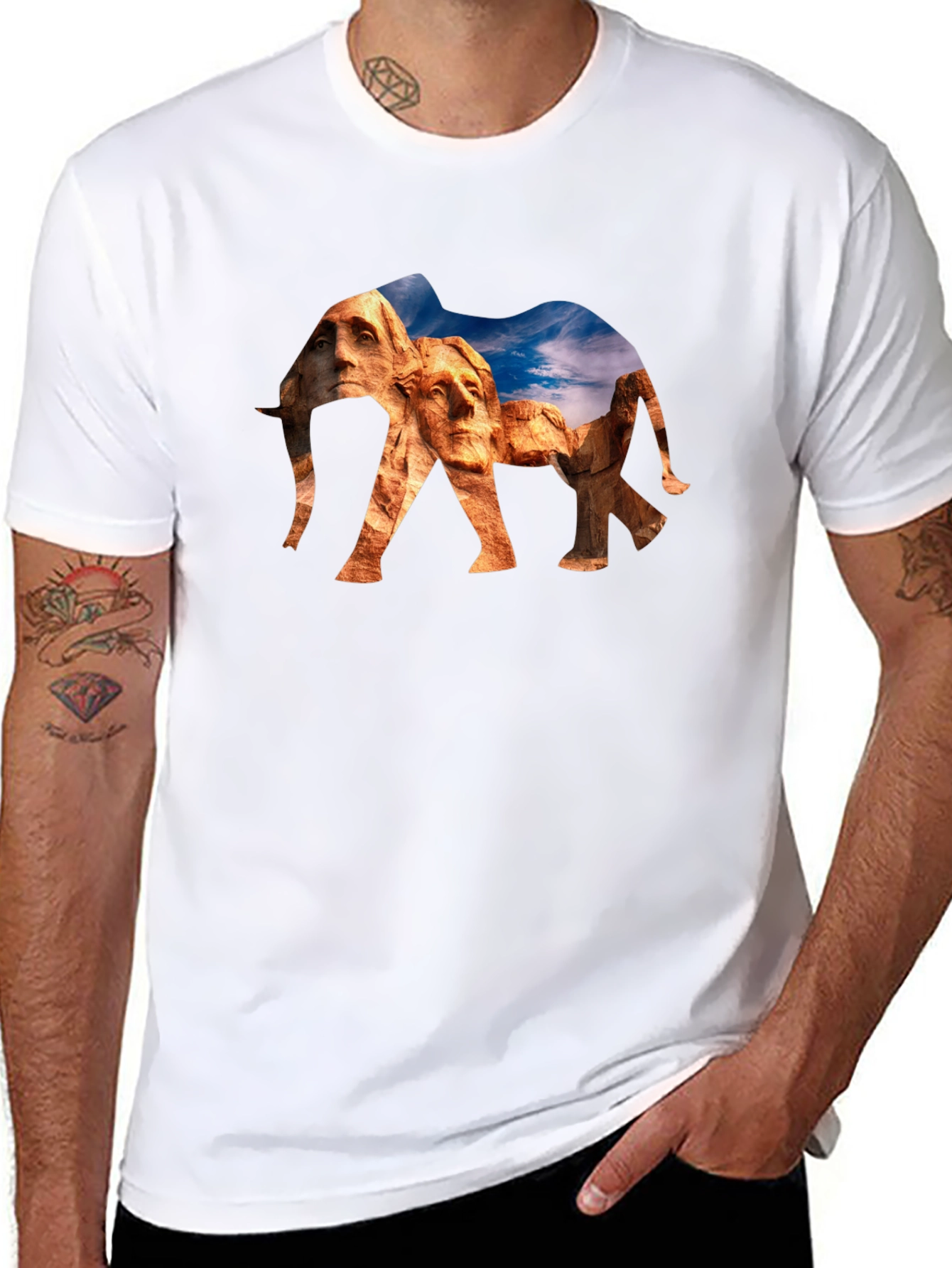 Mount Rushmore Elephant Graphic Tee
