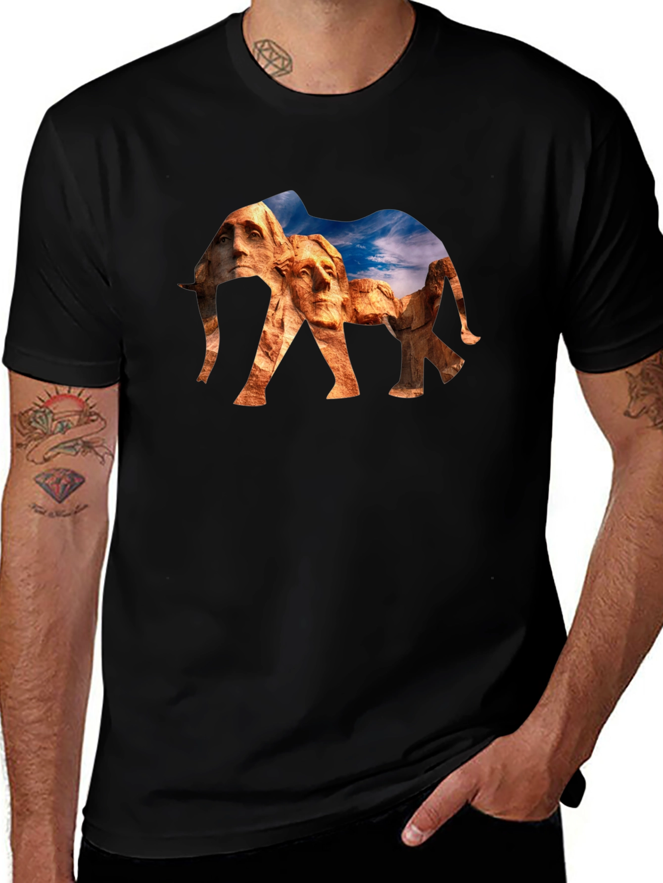 Mount Rushmore Elephant Graphic Tee