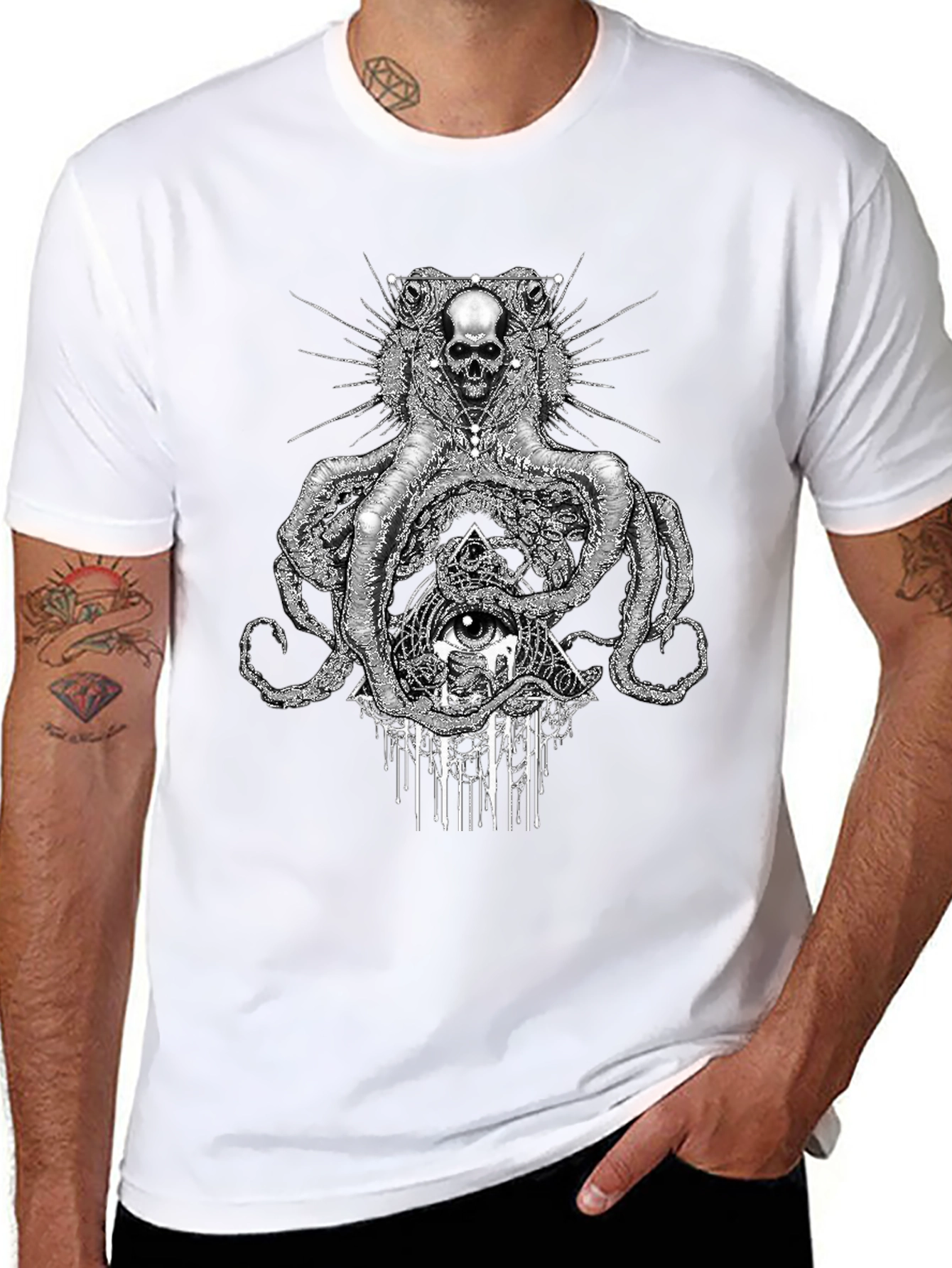 Skull Octopus Graphic Black T-Shirt
