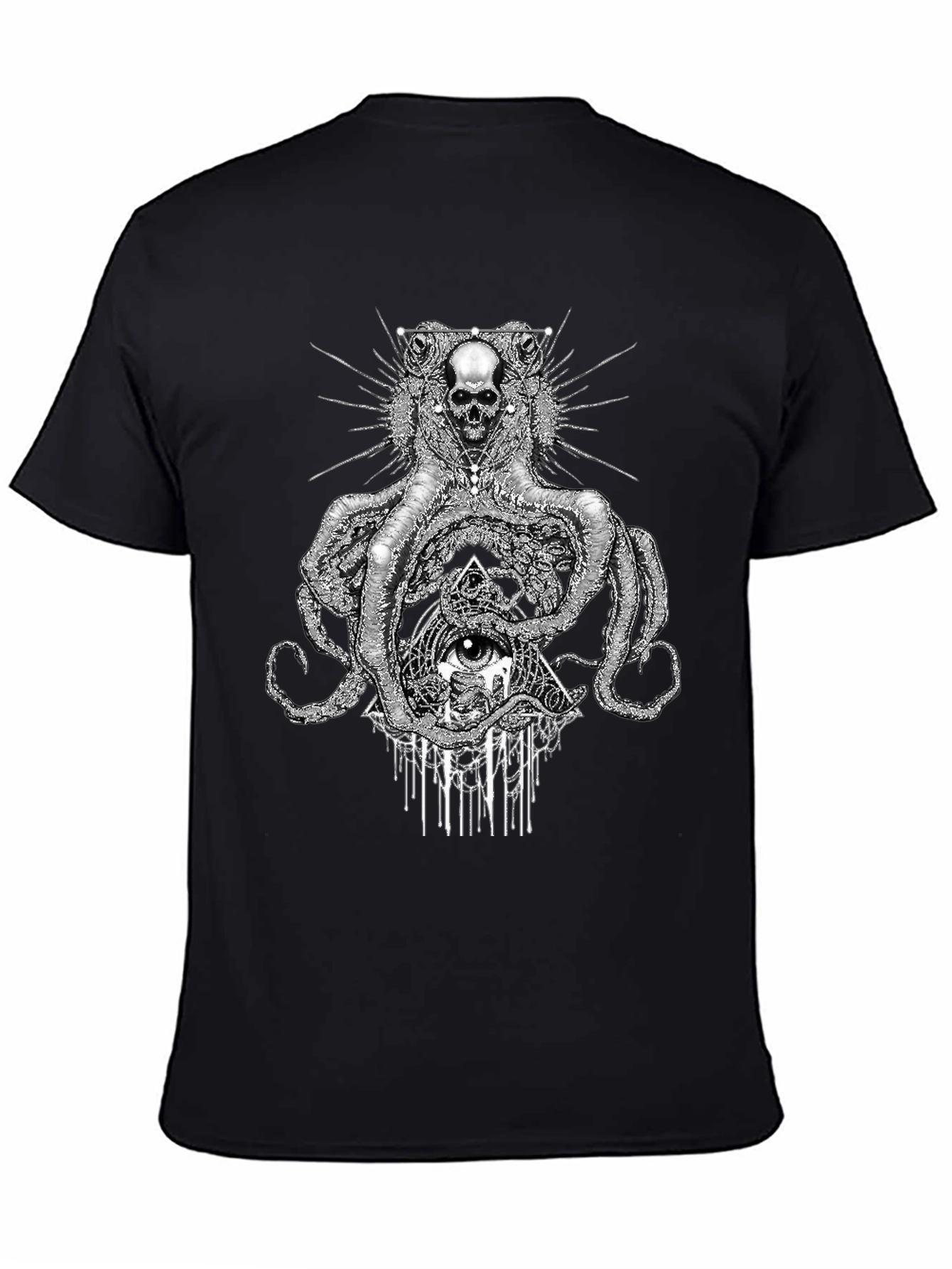 Skull Octopus Graphic Black T-Shirt