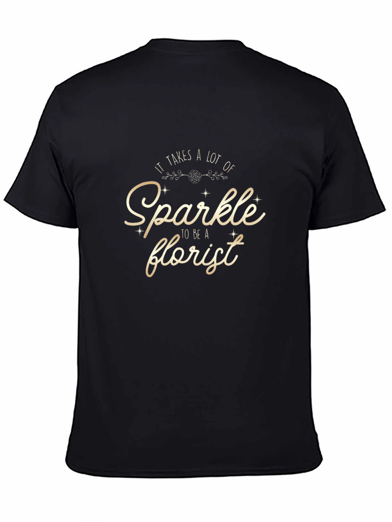 Sparkle Florist Graphic Tee - Black Cotton T-Shirt