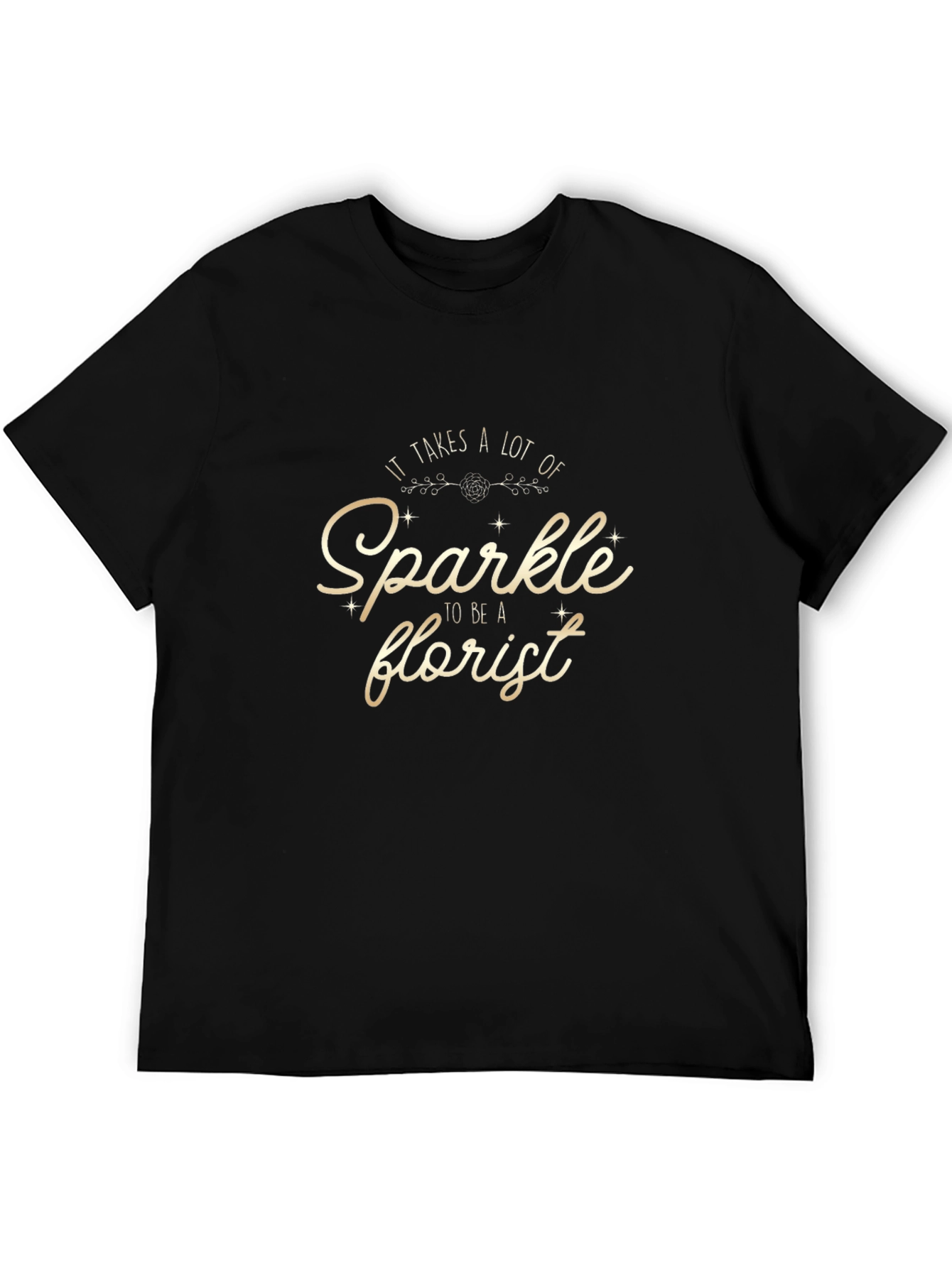 Sparkle Florist Graphic Tee - Black Cotton T-Shirt