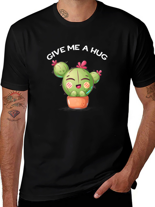 Give Me a Hug Cactus Graphic Tee - Black