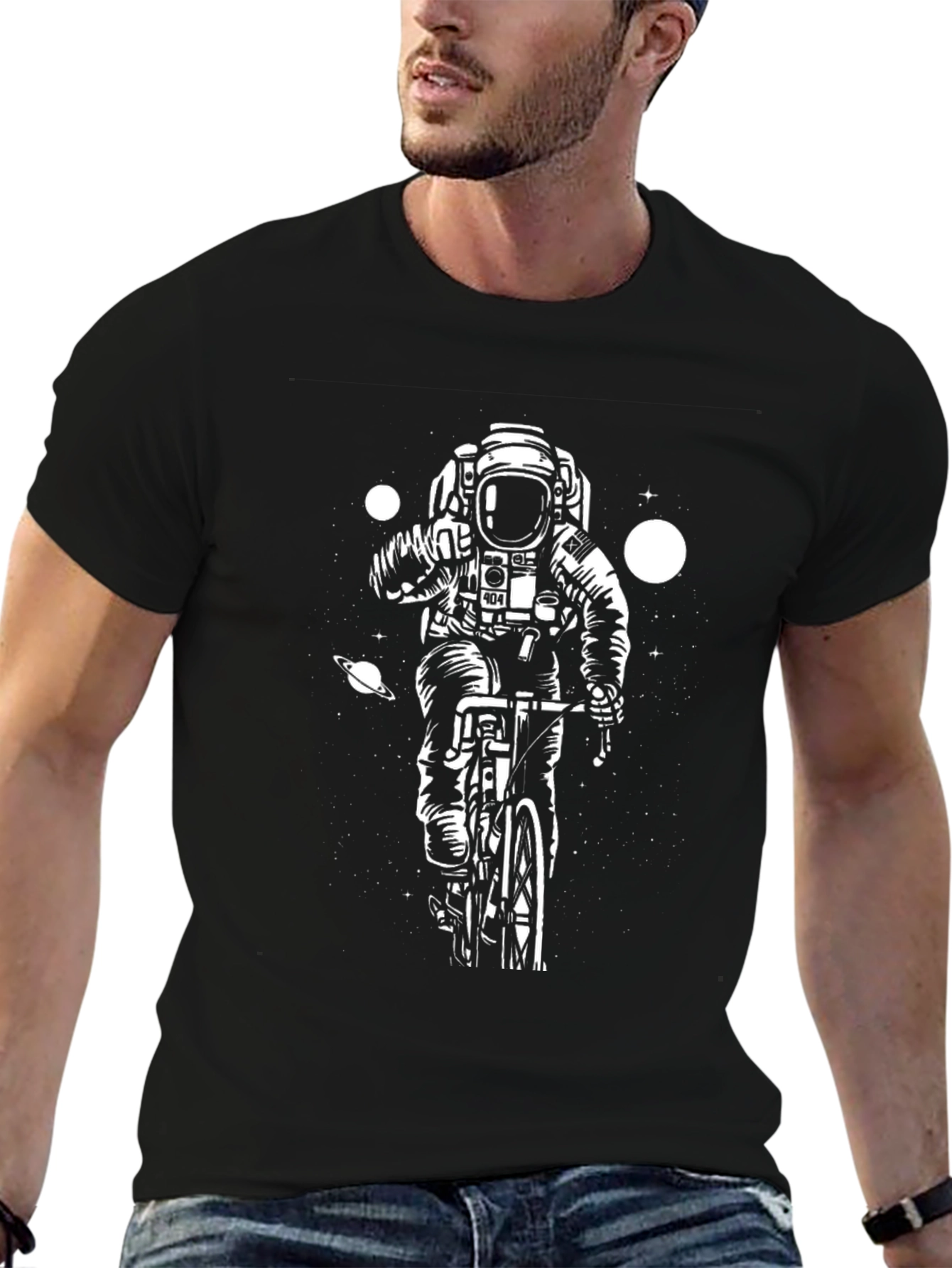 Astronaut Biking Graphic Tee - Outer Space Cool
