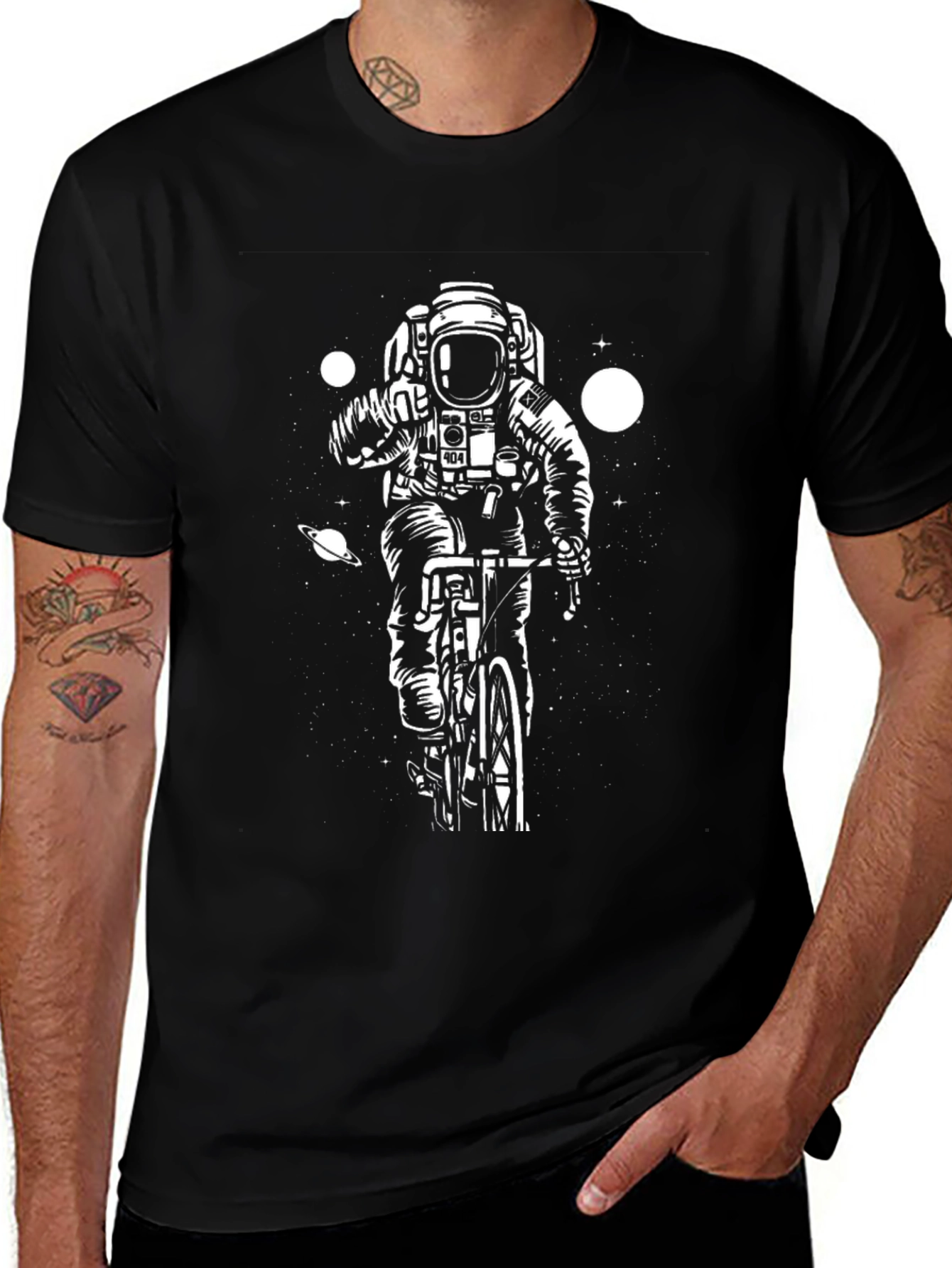 Astronaut Biking Graphic Tee - Outer Space Cool