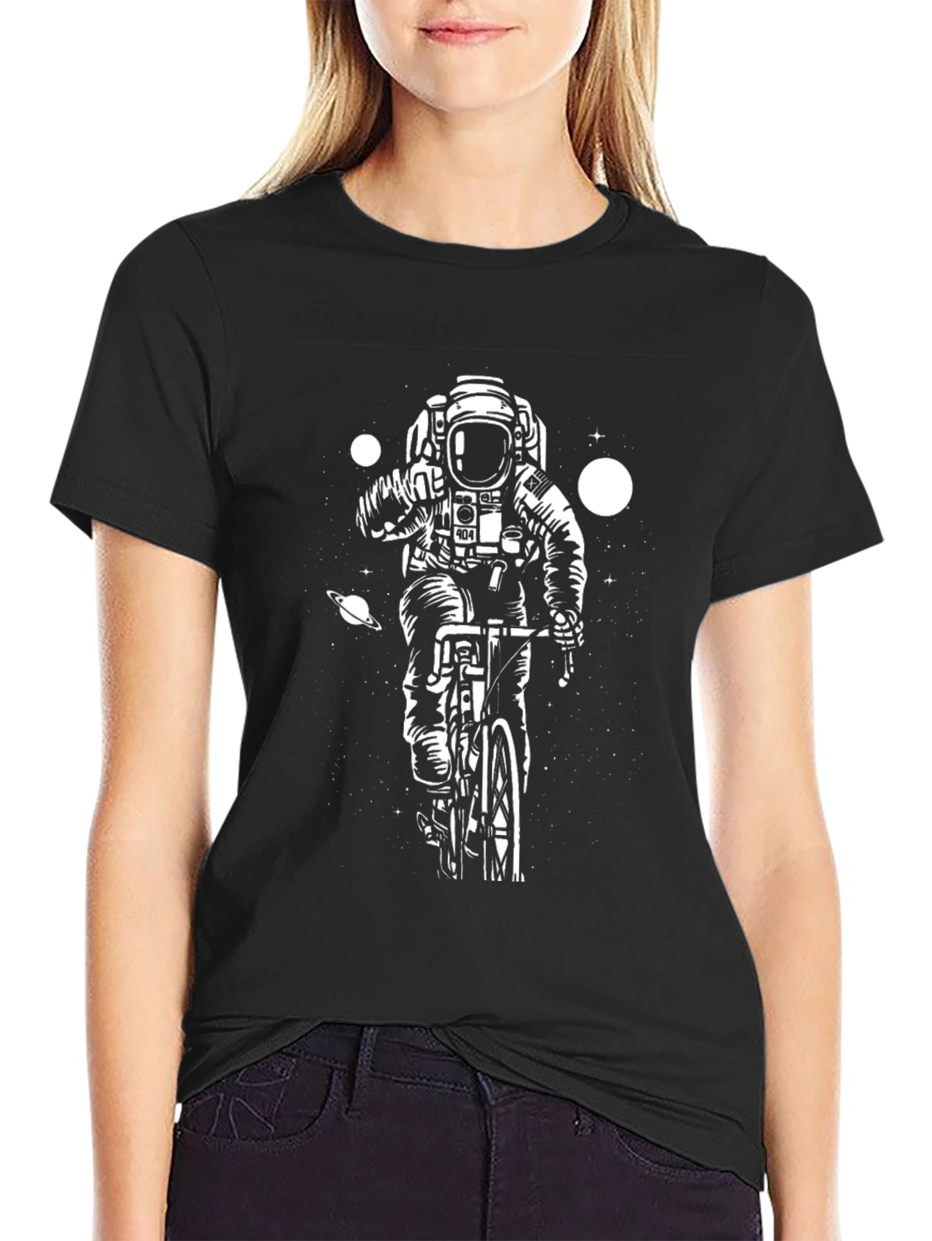 Astronaut Biking Graphic Tee - Outer Space Cool