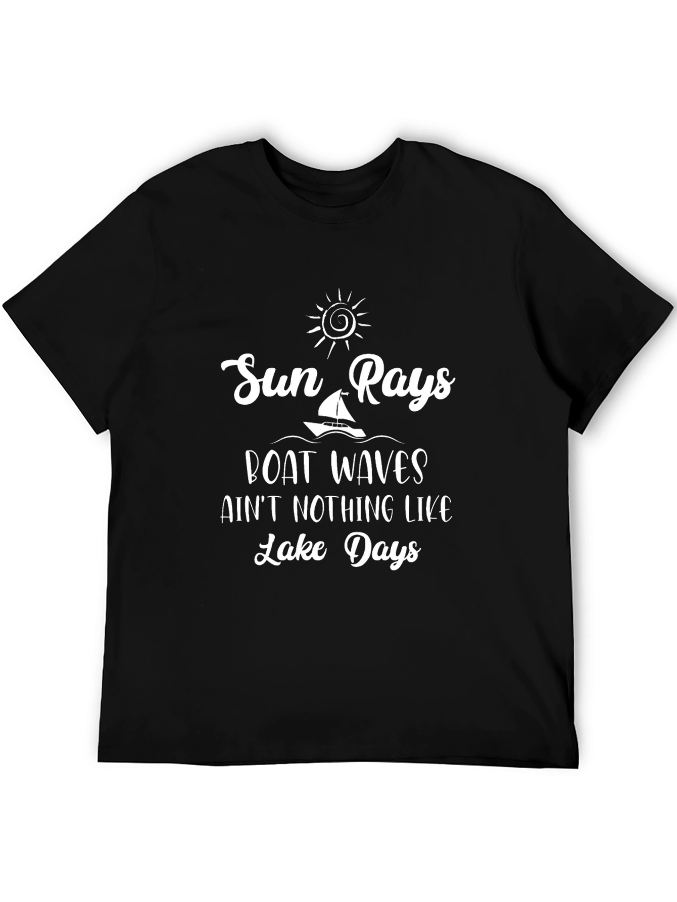 Sun Rays Boat Waves Lake Days Graphic T-Shirt