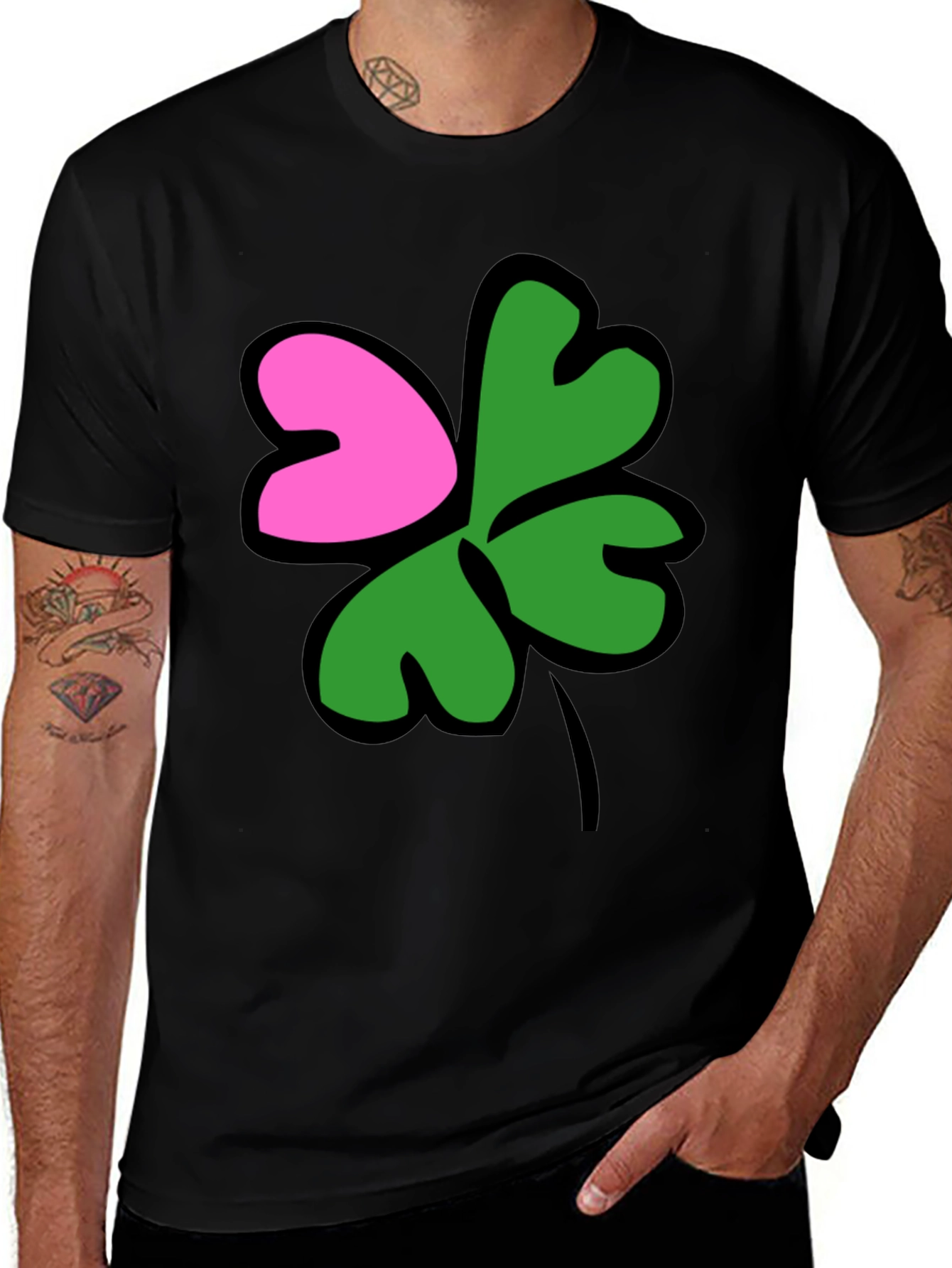 Lucky Clover Graphic Tee - Black