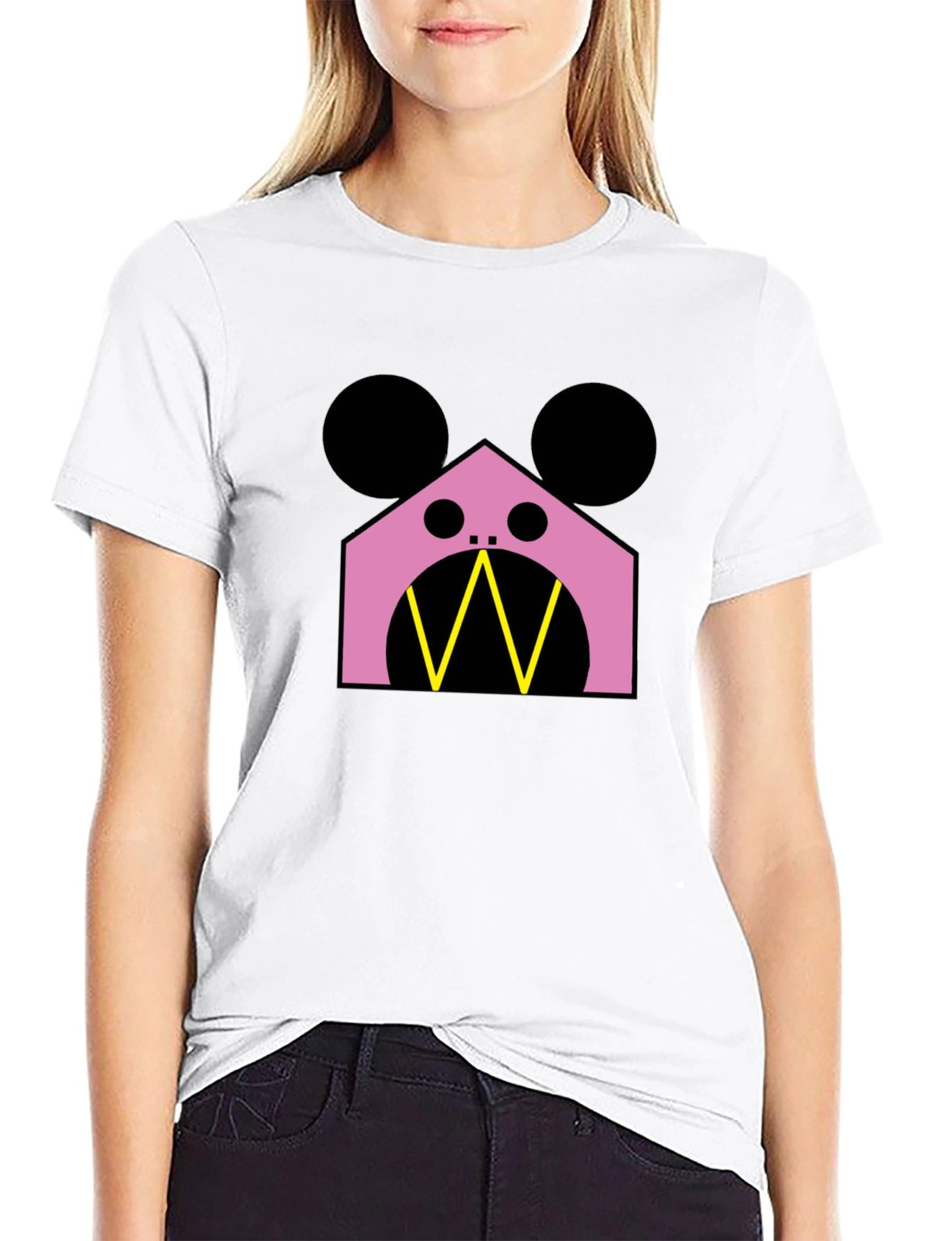 Pink Monster Graphic Black T-Shirt